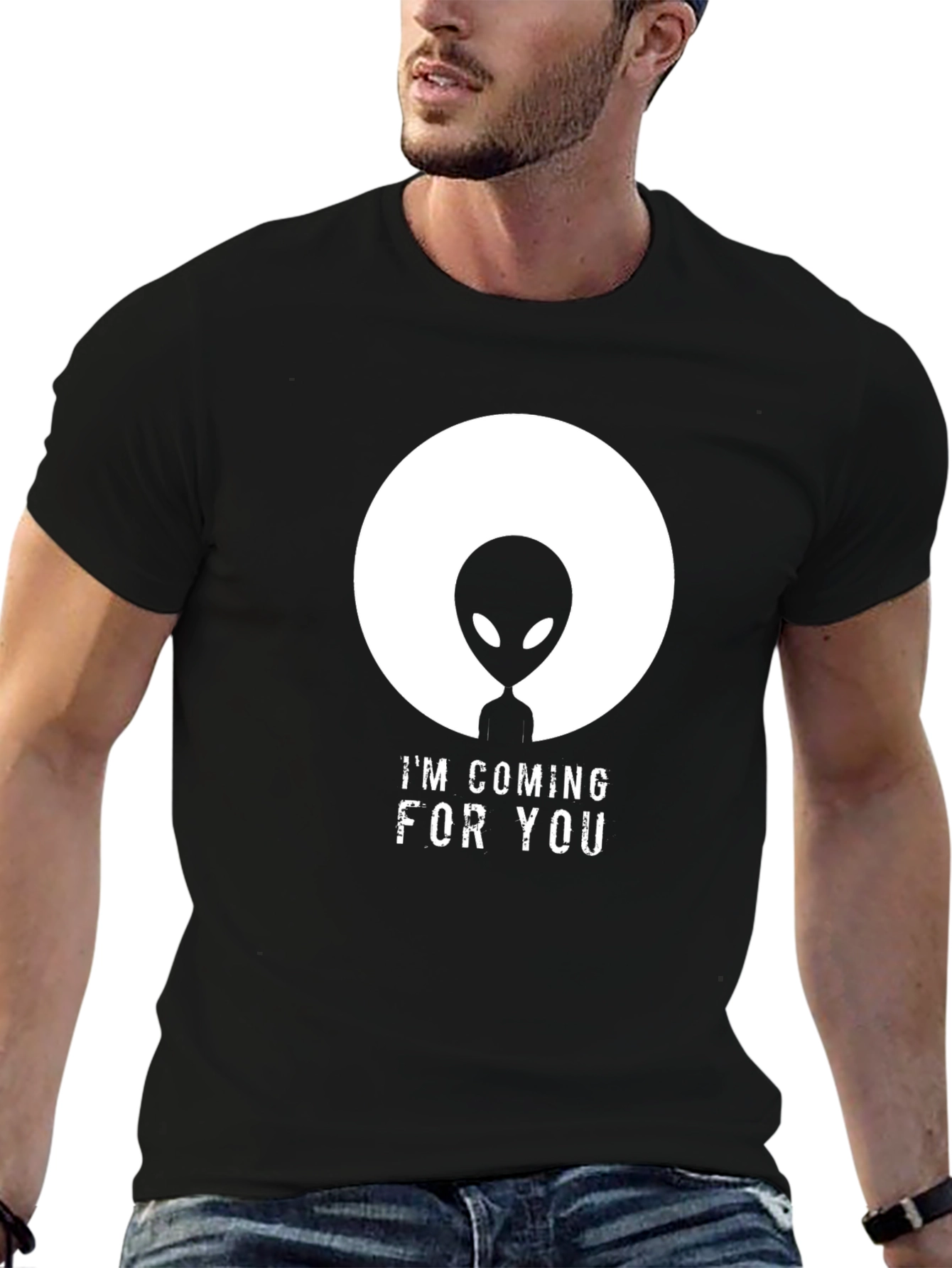Black I'm Coming for You Alien Graphic Tee view 6