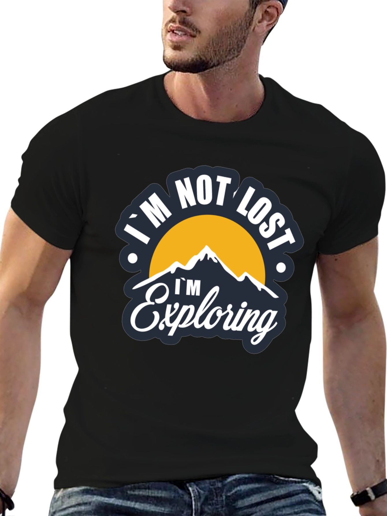 Black I'm Not Lost I'm Exploring T-Shirt view 6