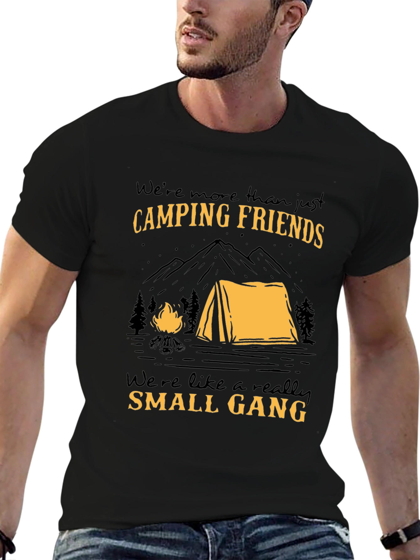 Black Camping Friends Small Gang Graphic T-Shirt view 6