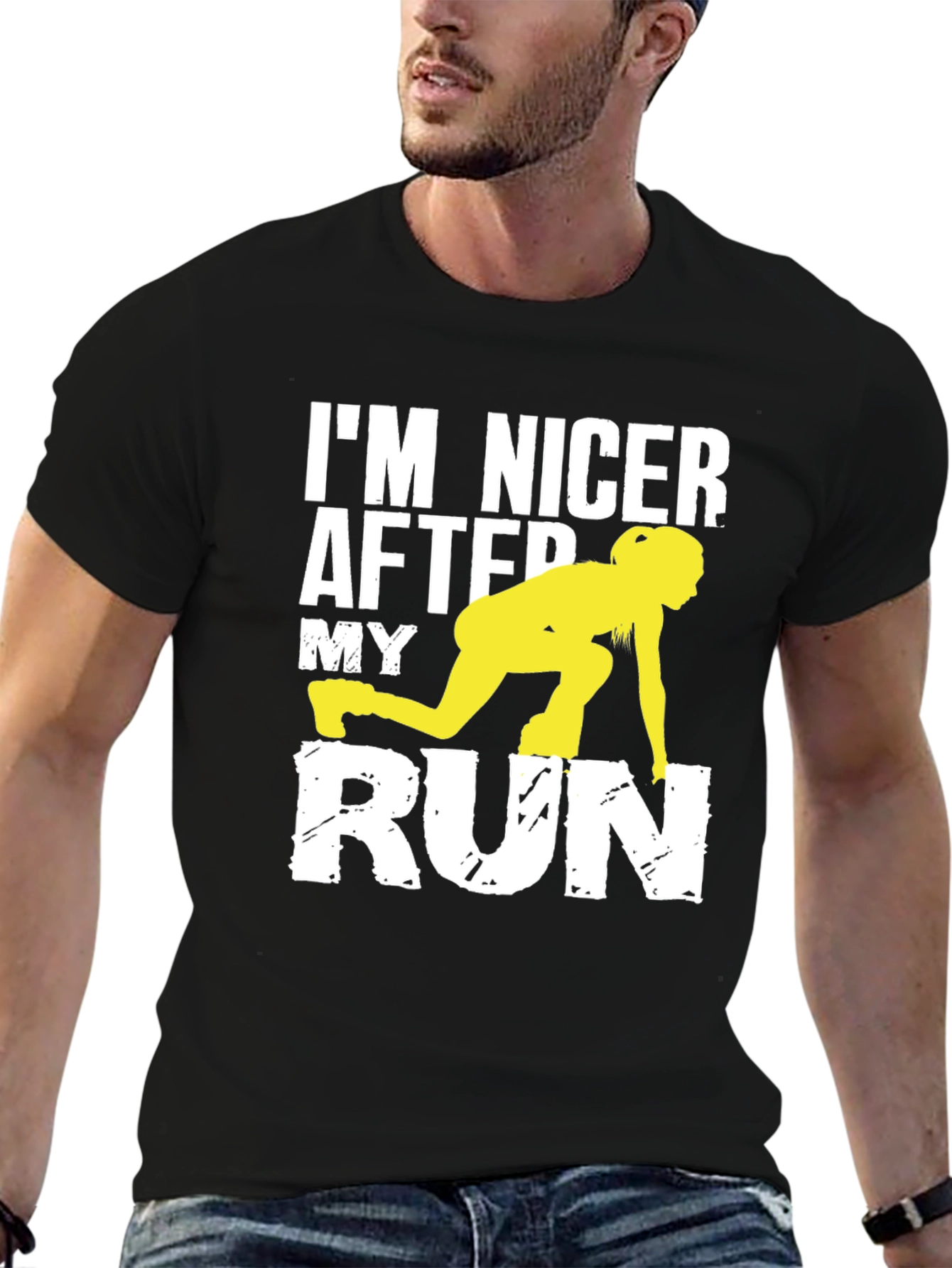 Black Funny Running T-Shirt: I'm Nicer After My Run view 6