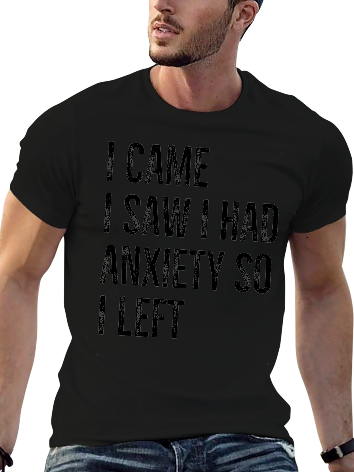 Black I Came I Saw I Had Anxiety T-Shirt view 6