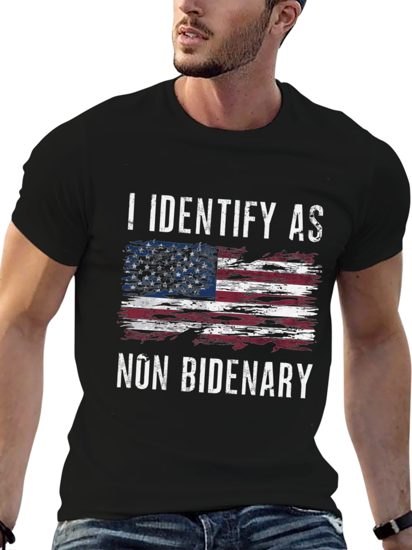 Black Non Bidenary T-Shirt - Political Humor view 6