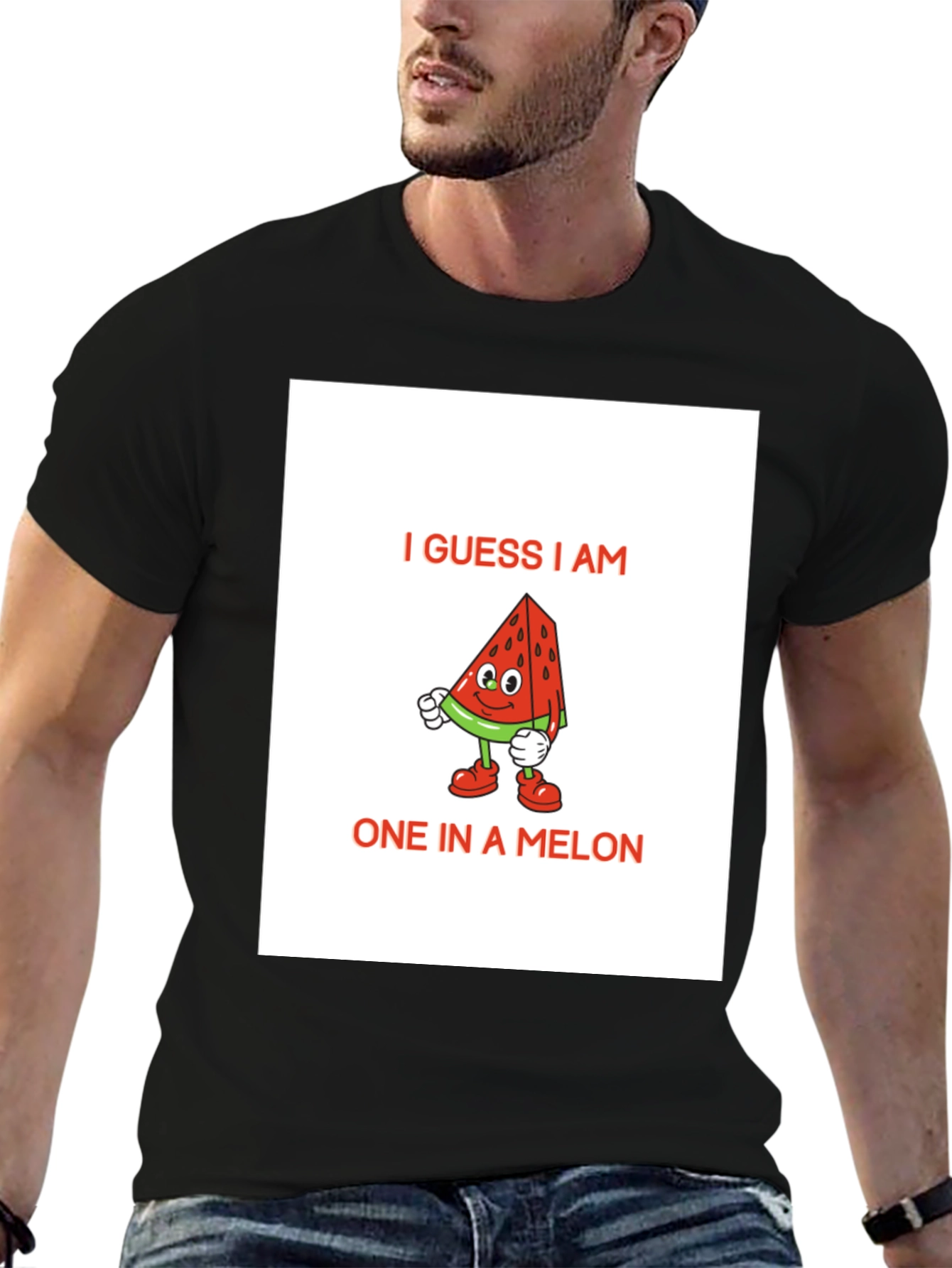 Black One in a Melon Graphic T-Shirt - Novelty Fruit Tee view 6