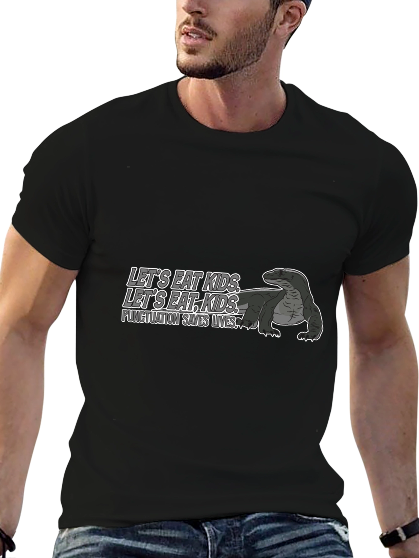 Black Punctuation Saves Lives T-Shirt view 6