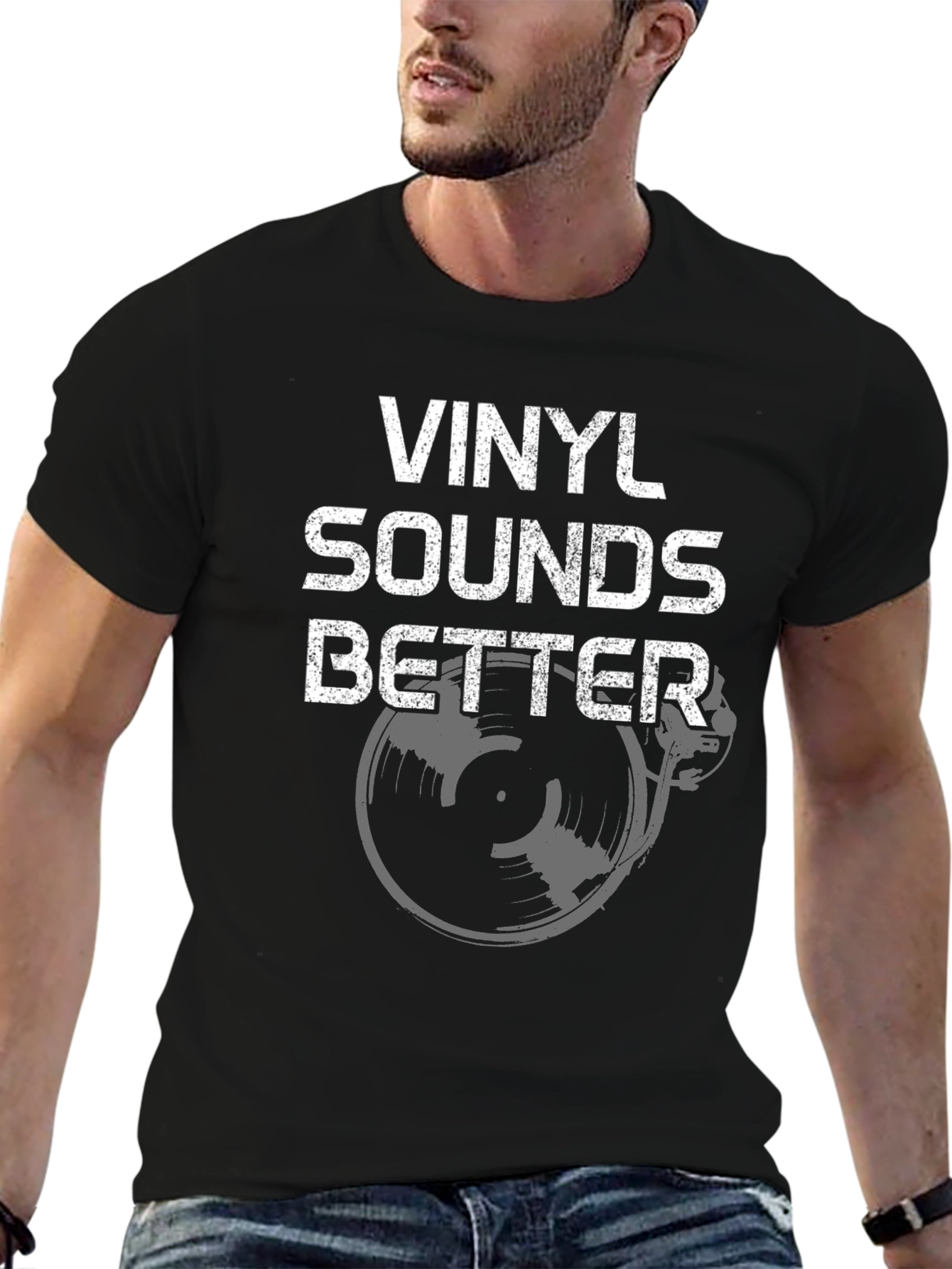 Black Vinyl Sounds Better Graphic T-Shirt - Music Lover Tee view 6