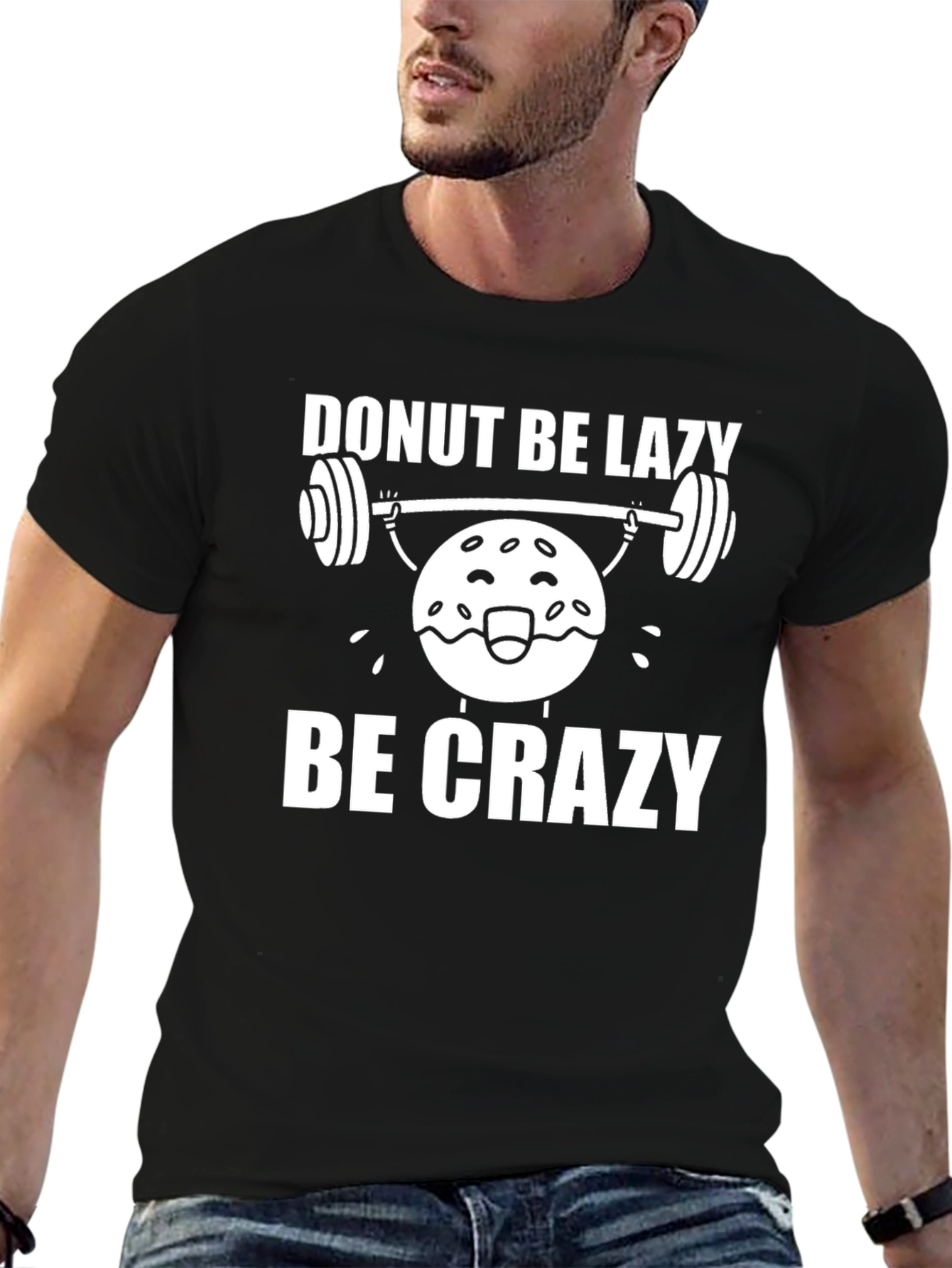 Black Donut Be Lazy Be Crazy Graphic T-Shirt view 6