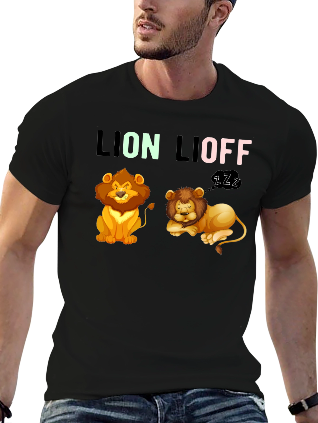 Black Lion Lioff T-Shirt - Funny Graphic Tee view 6