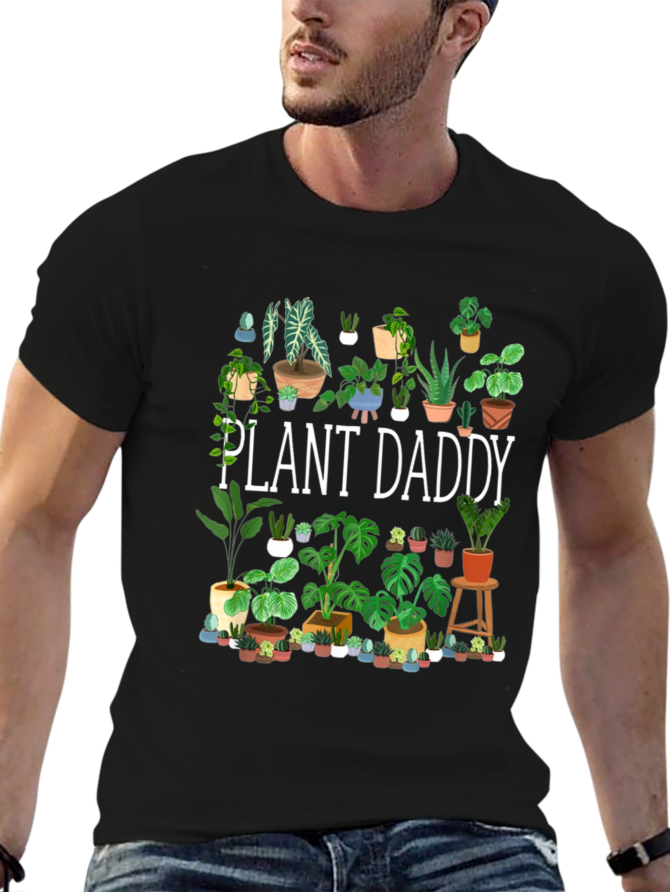 Black Plant Daddy T-Shirt - Gardener Gift view 6