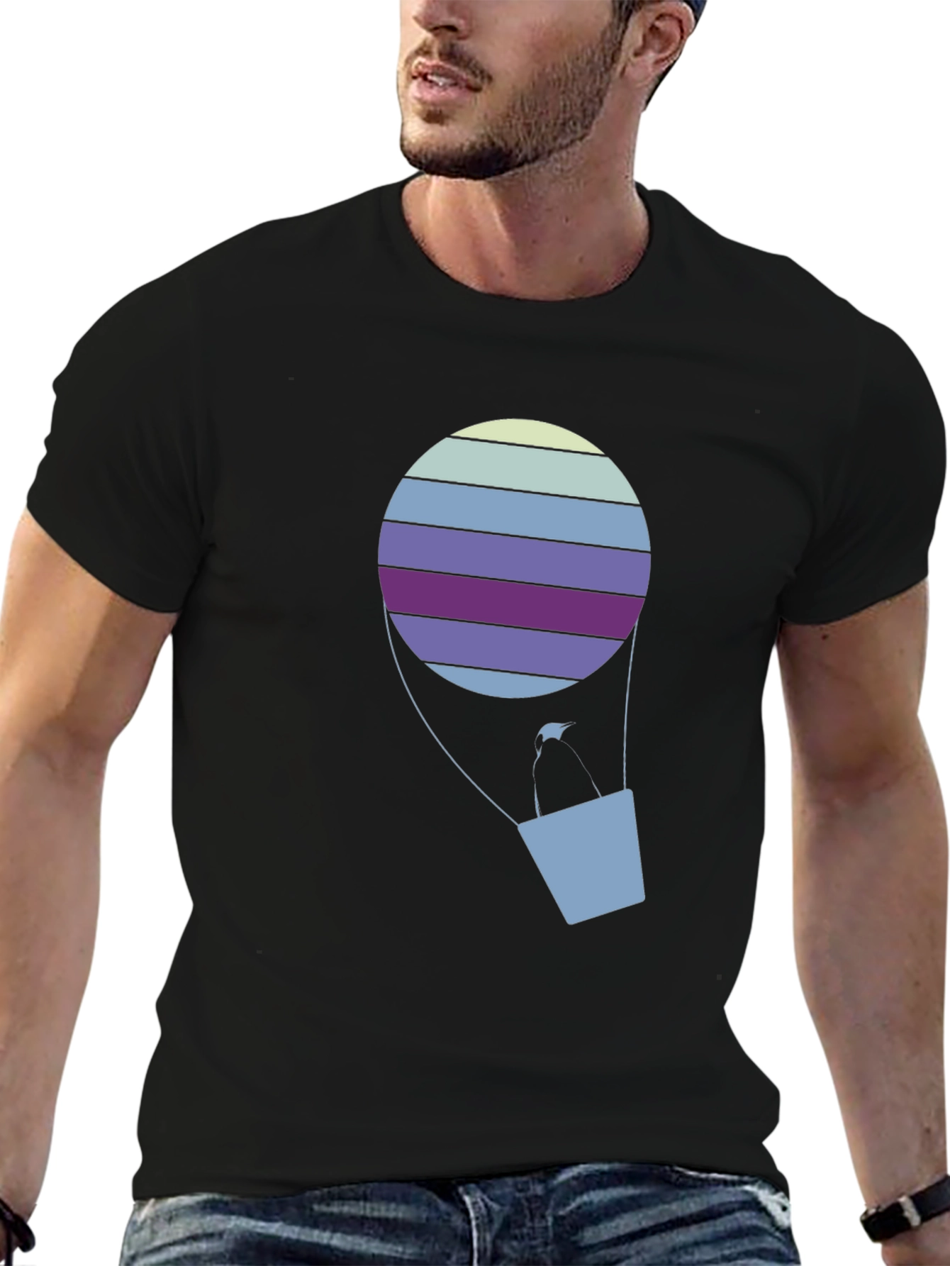 Black Striped Hot Air Balloon Graphic Tee view 6