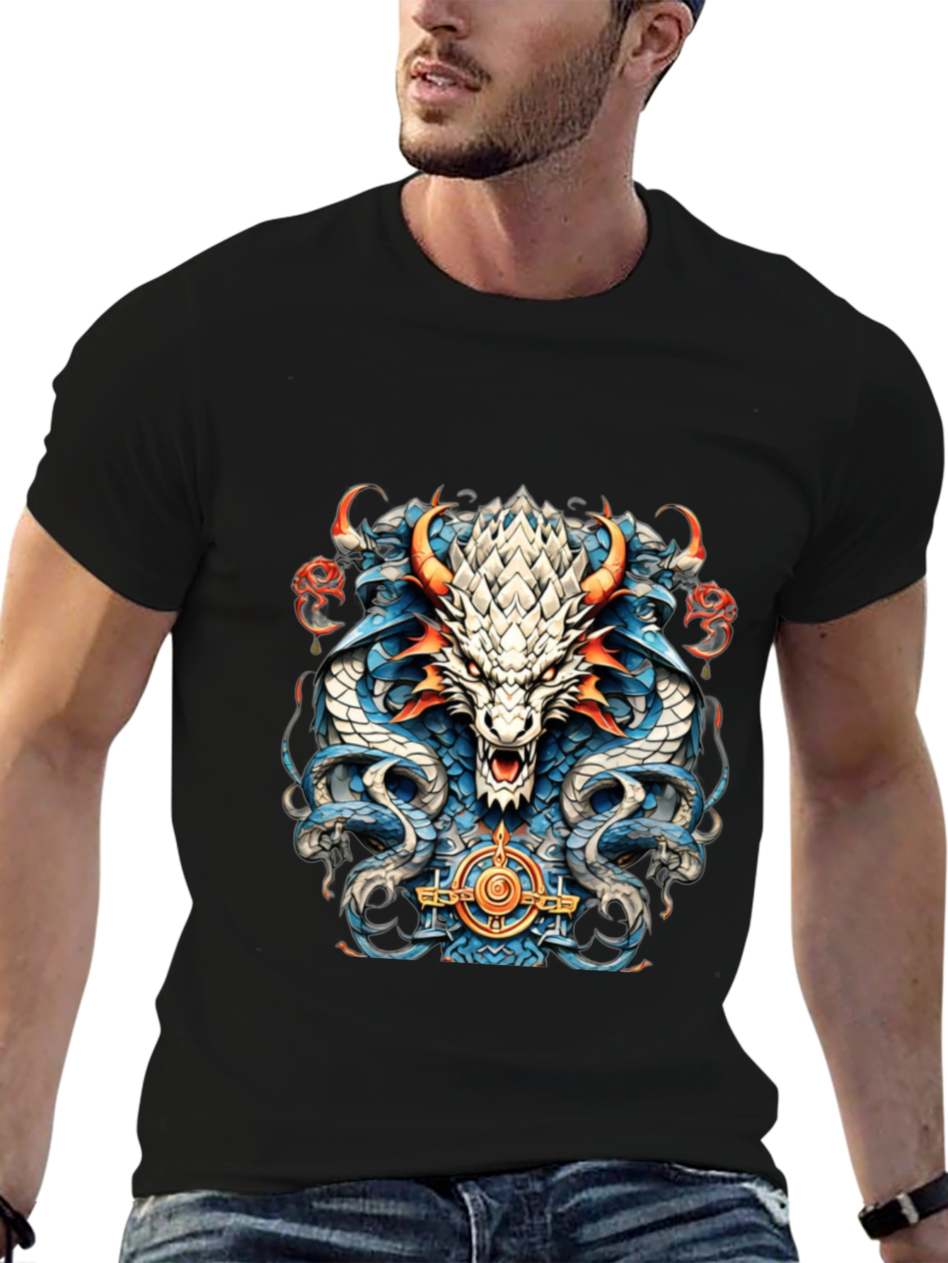 Black Dragon Graphic T-Shirt - Men's Black Tee view 6