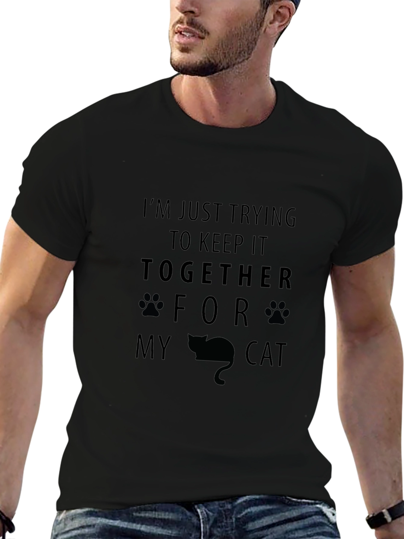 Black I'm Just Trying to Keep it Together for my Cat T-Shirt view 6