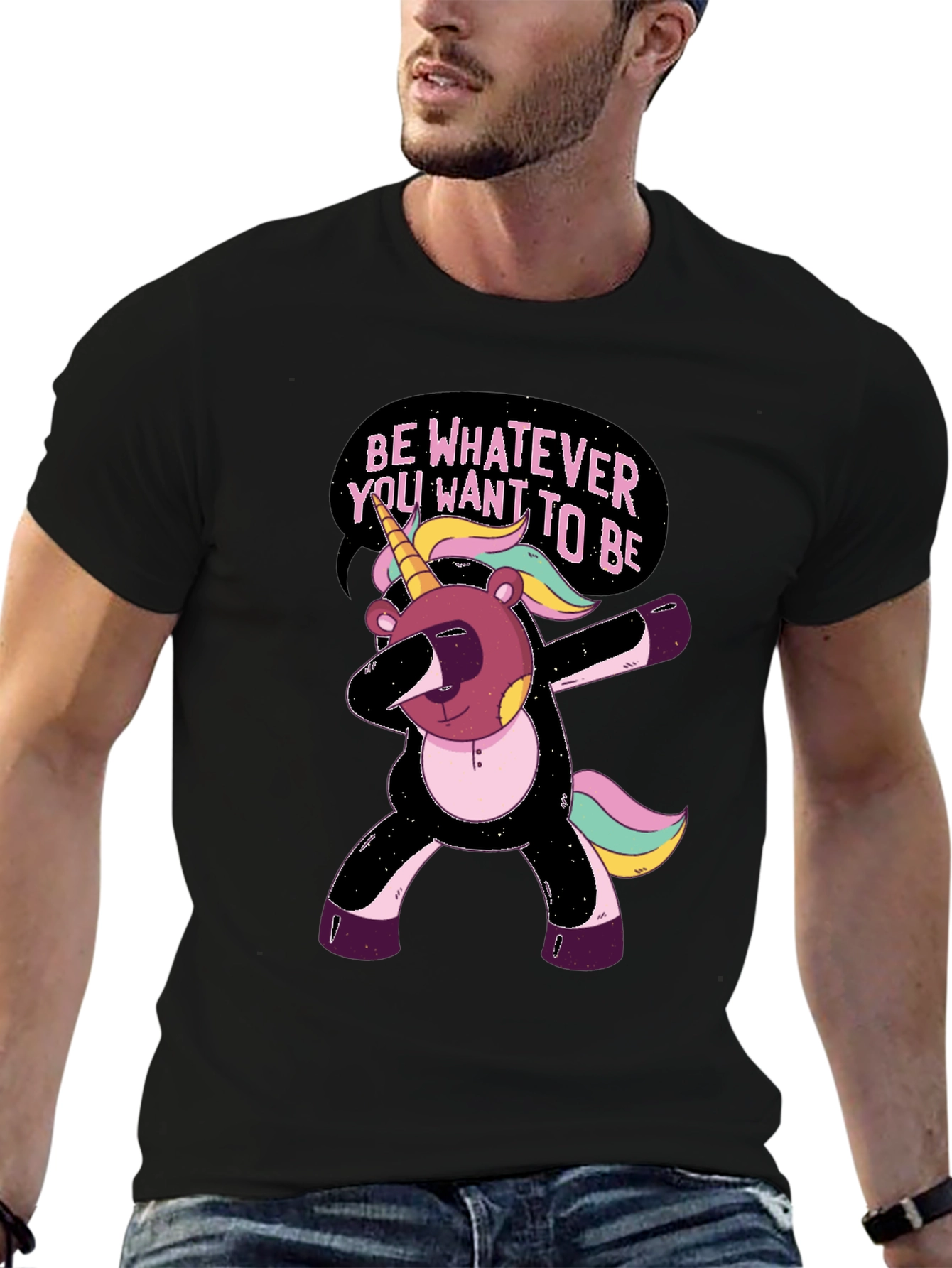 Black Unicorn Bear Dab T-Shirt - Be Whatever You Want To Be! view 6