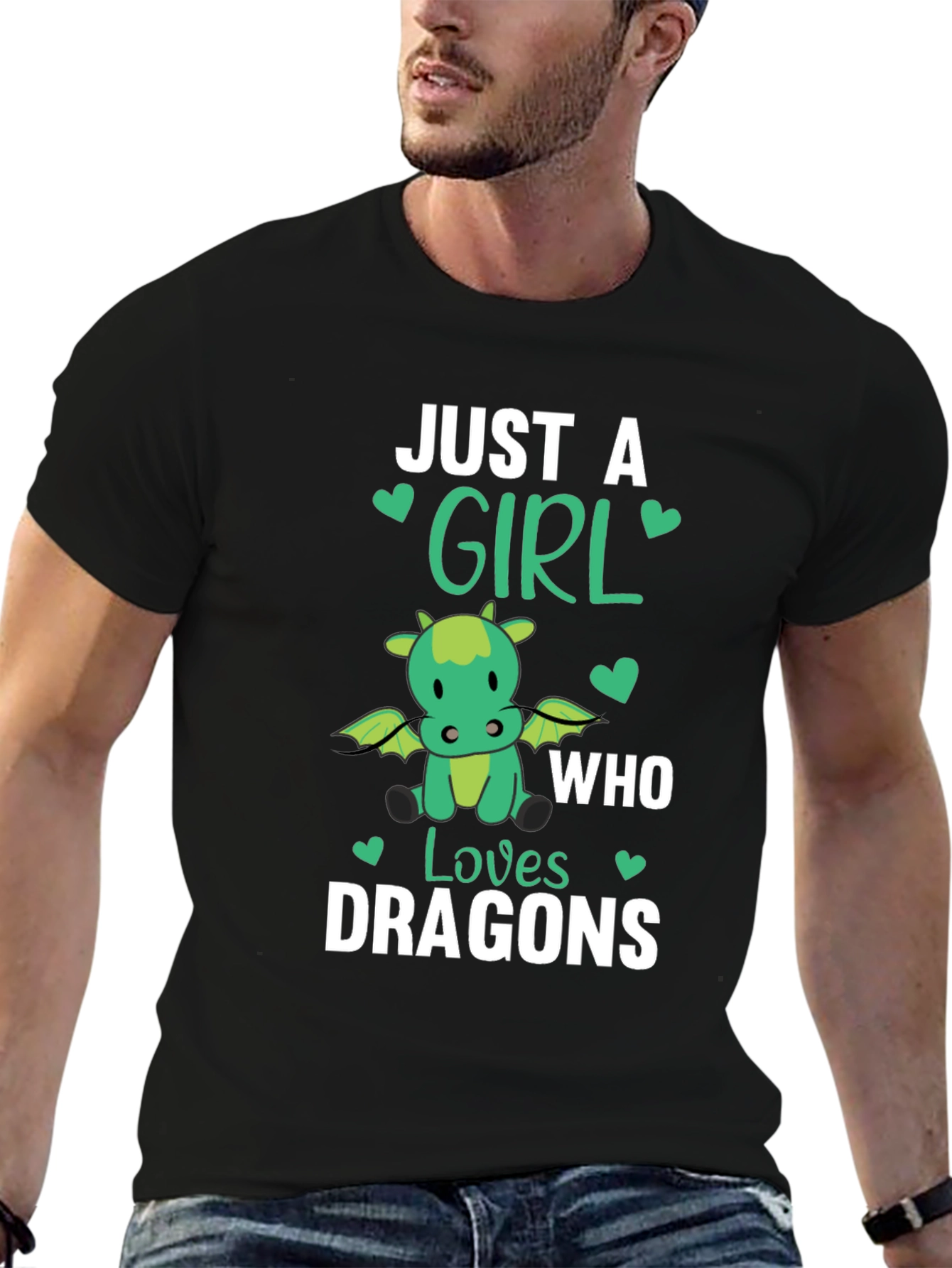 Black Just A Girl Who Loves Dragons T-Shirt view 6
