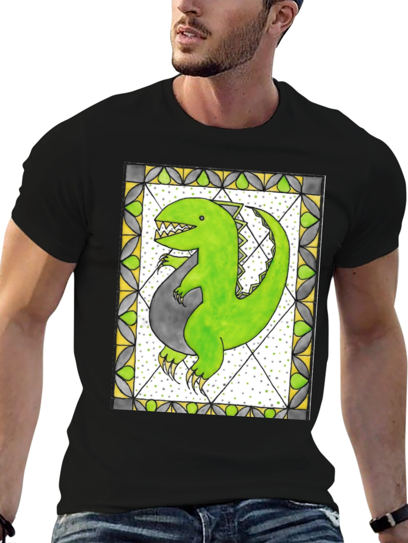 Black Dinosaur Graphic Tee - Unique Design view 6