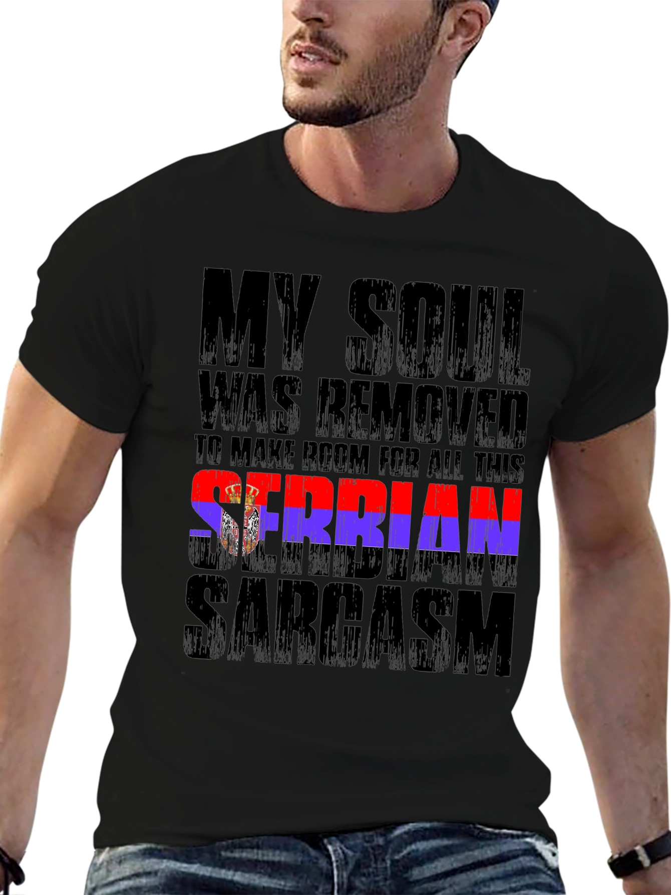 Black Serbian Sarcasm Graphic T-Shirt view 6