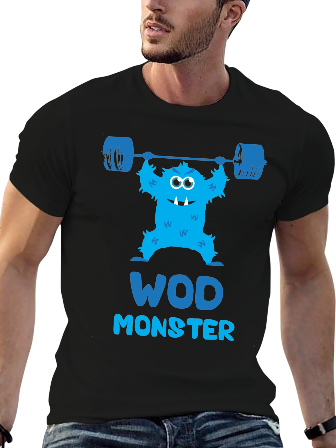 Black WOD Monster Black T-Shirt view 6
