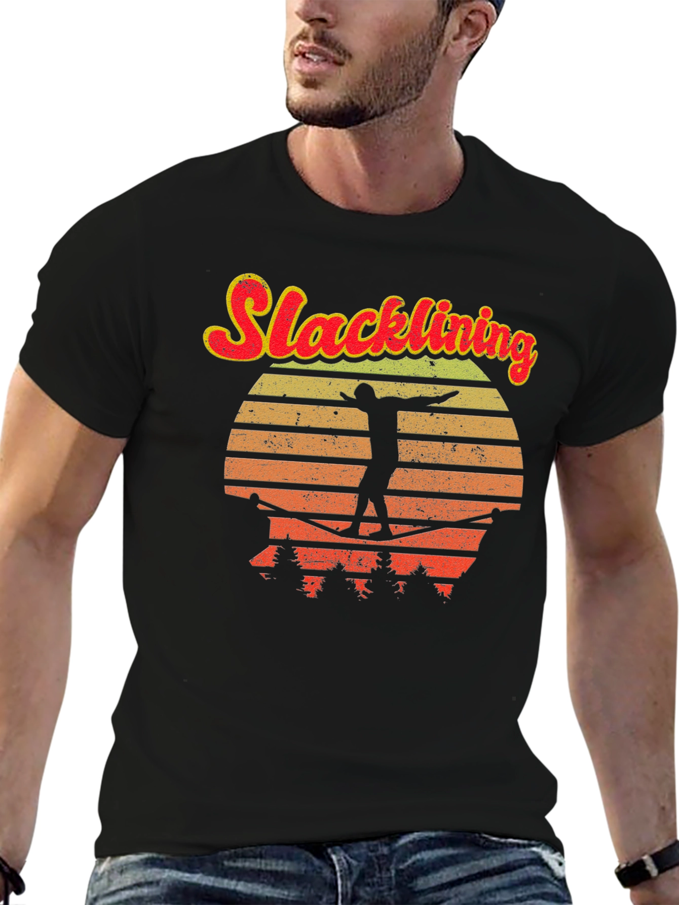 Black Retro Slacklining T-Shirt view 6