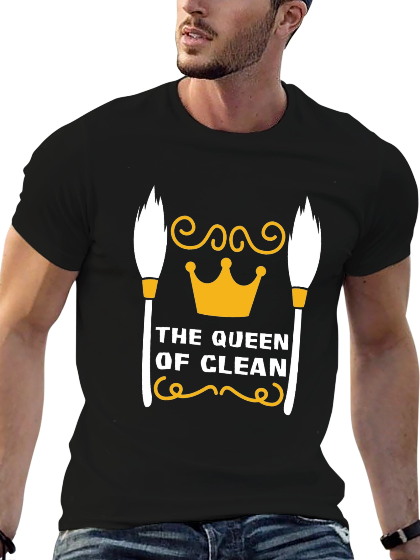 Black Queen of Clean T-Shirt - Funny Cleaning Shirt view 6