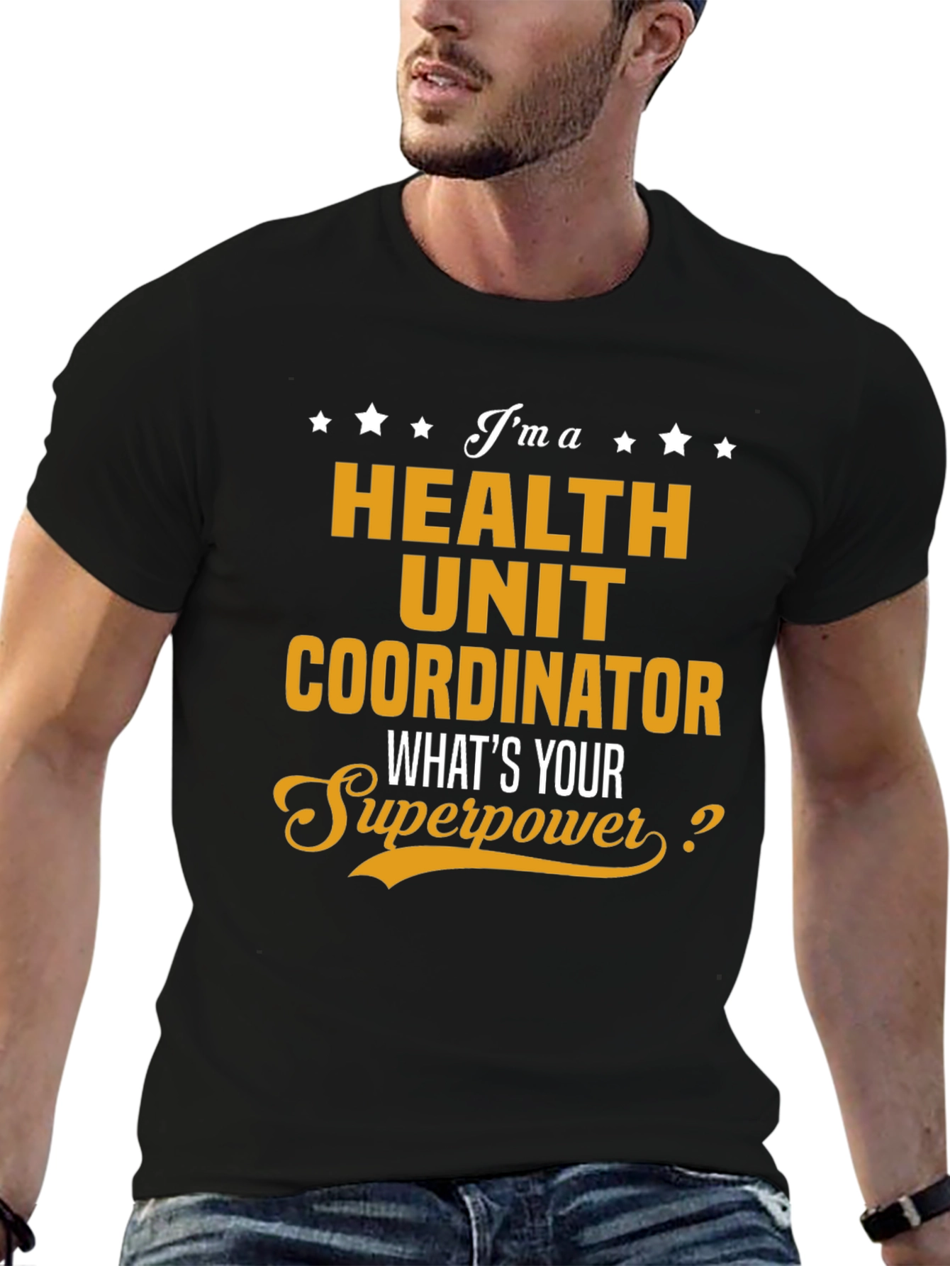 Black Health Unit Coordinator Superpower T-Shirt view 6