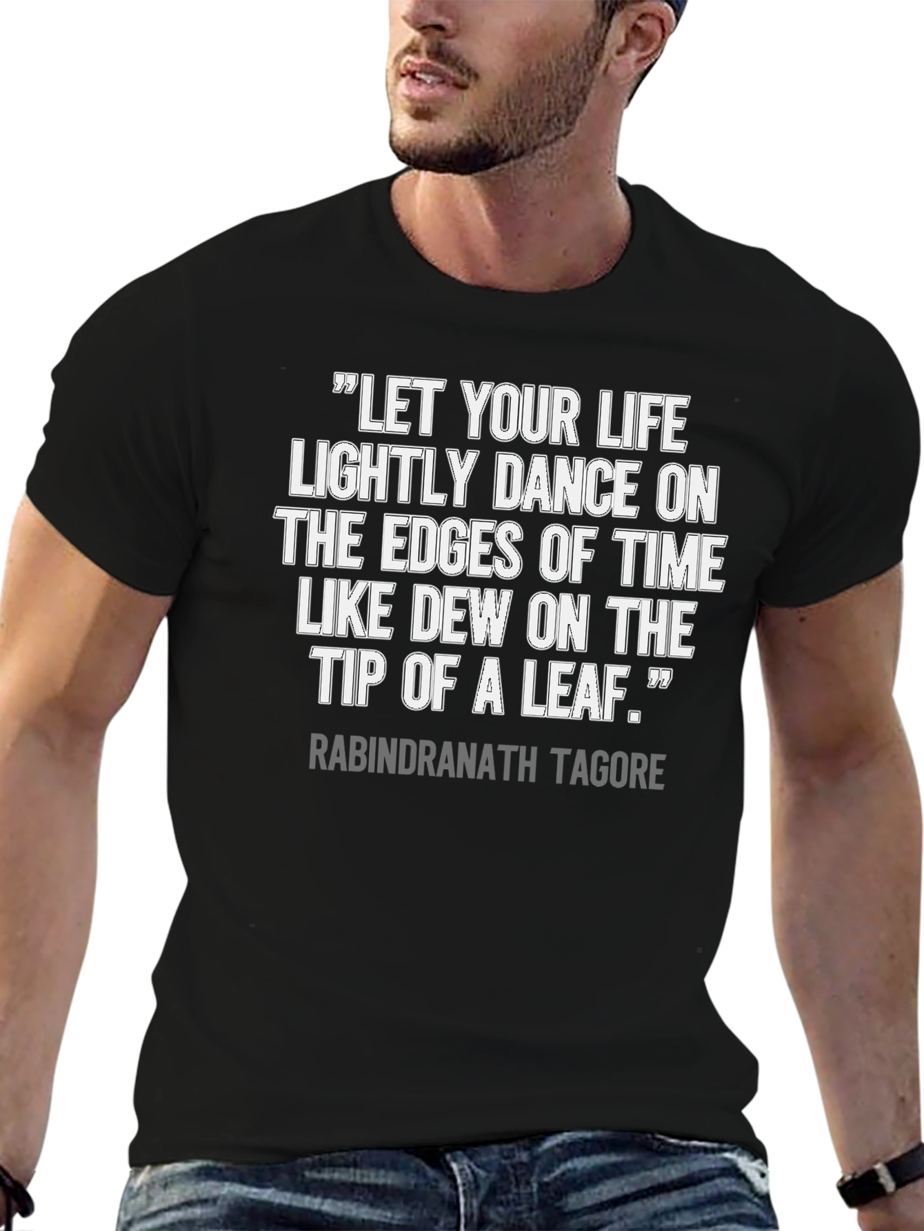 Black Inspirational Quote T-Shirt: Tagore Edition view 6