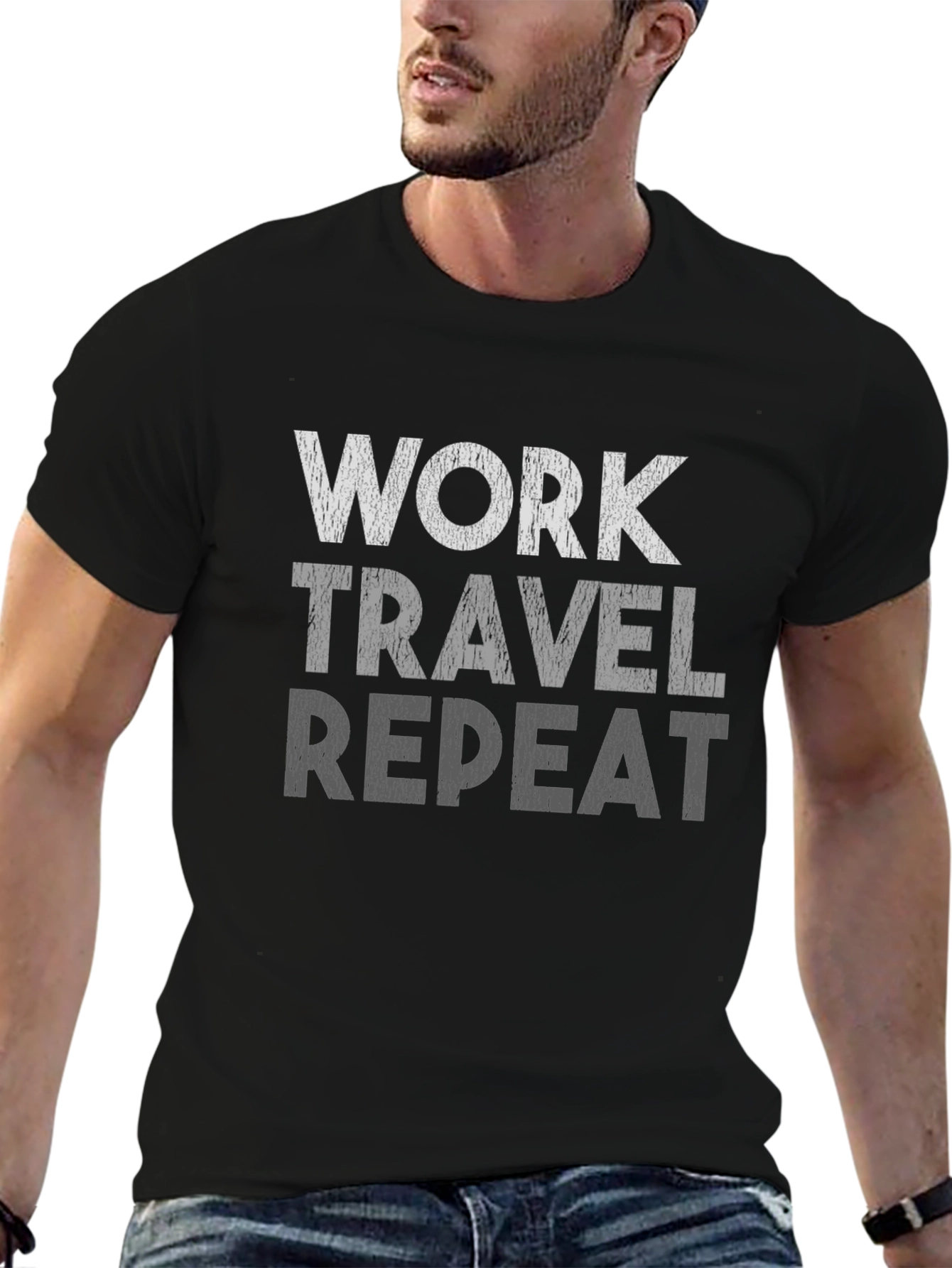 Black Work Travel Repeat Graphic Tee view 6