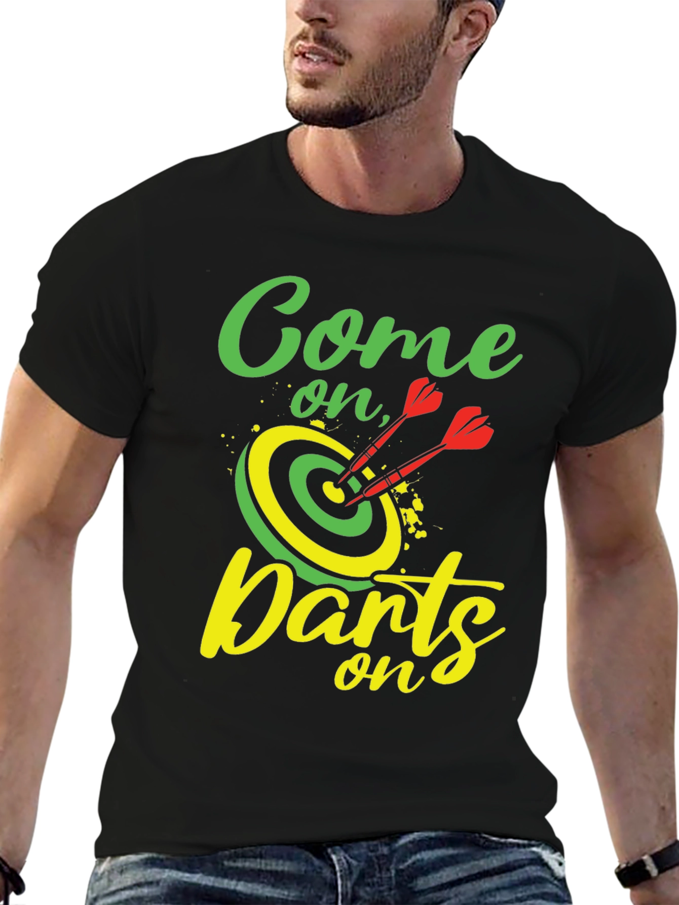 Black Come on, Darts - Graphic Tee view 6