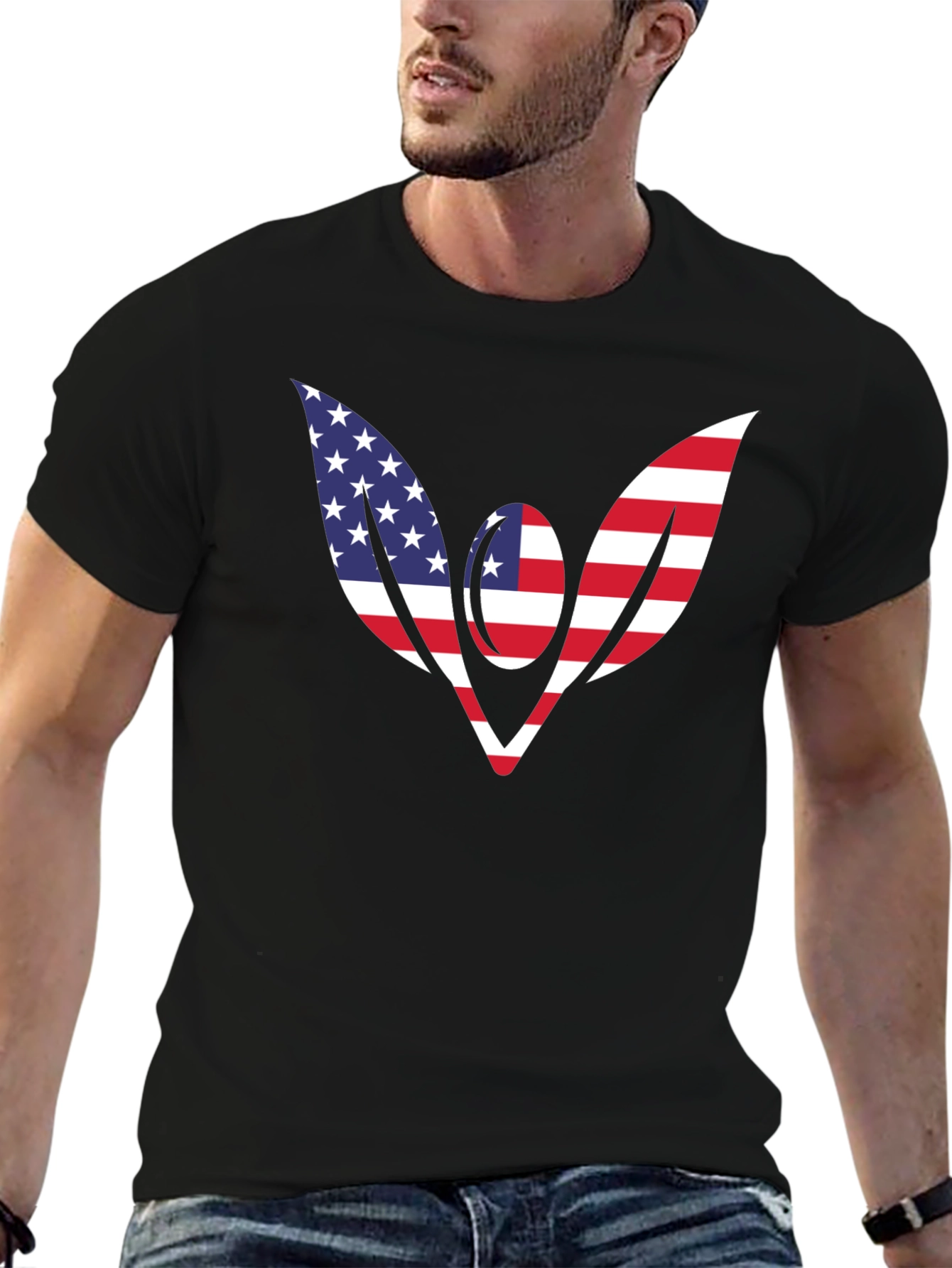 Black American Flag Wings T-Shirt - Patriotic Tee view 6