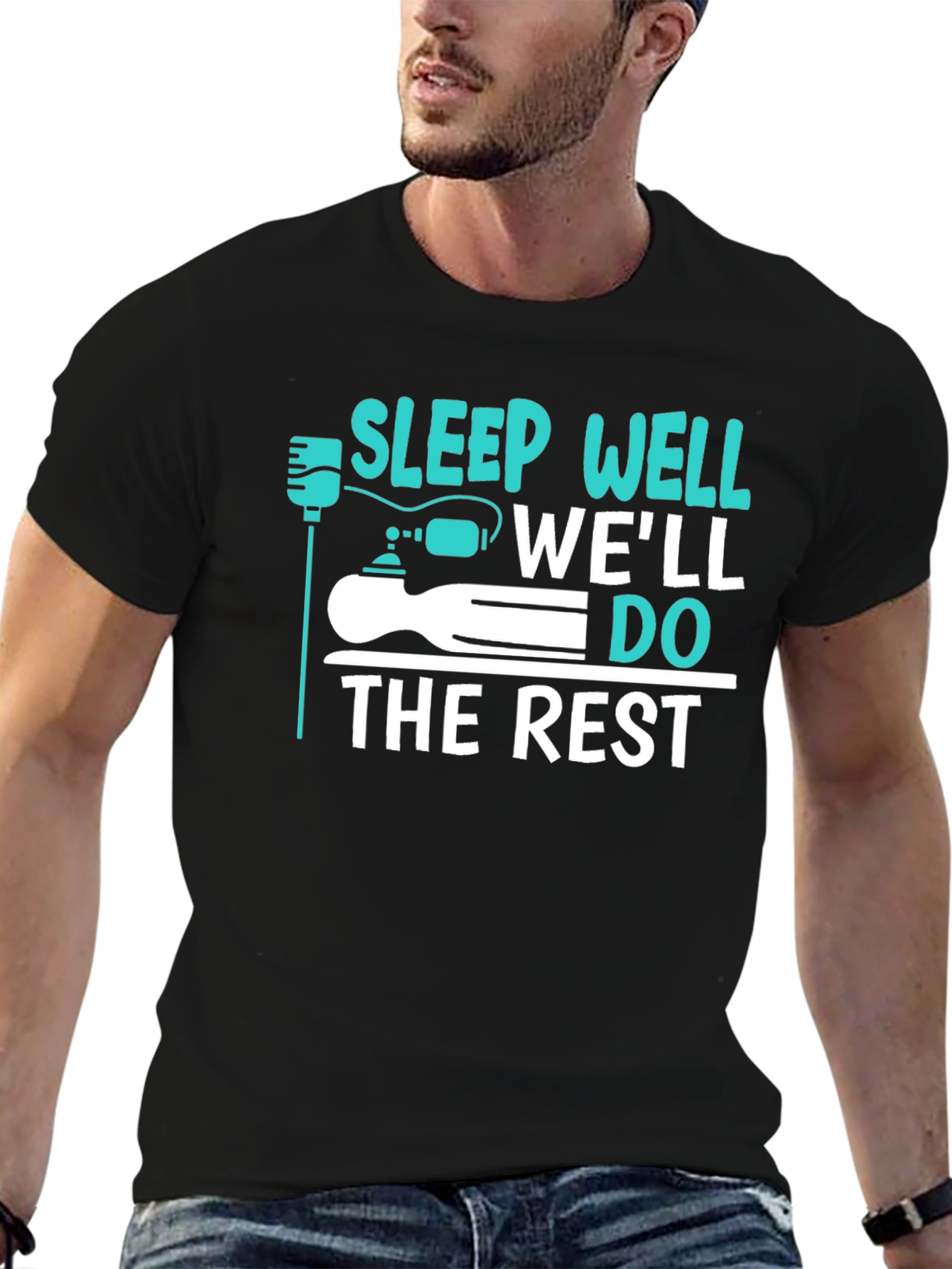 Black Sleep Well We'll Do The Rest Funny Graphic T-Shirt view 6