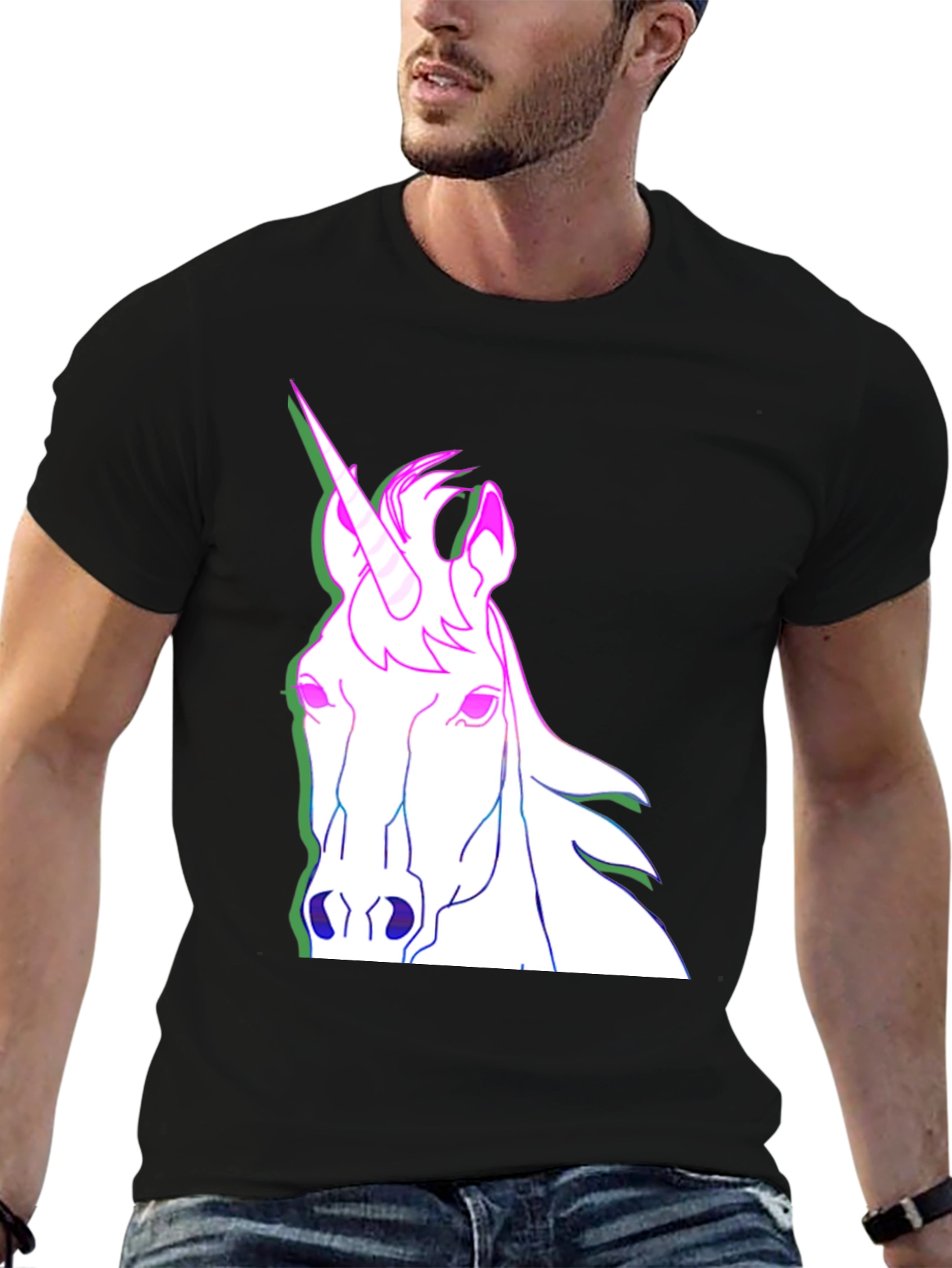 Black Unicorn Graphic Tee - Men's Black T-Shirt view 6