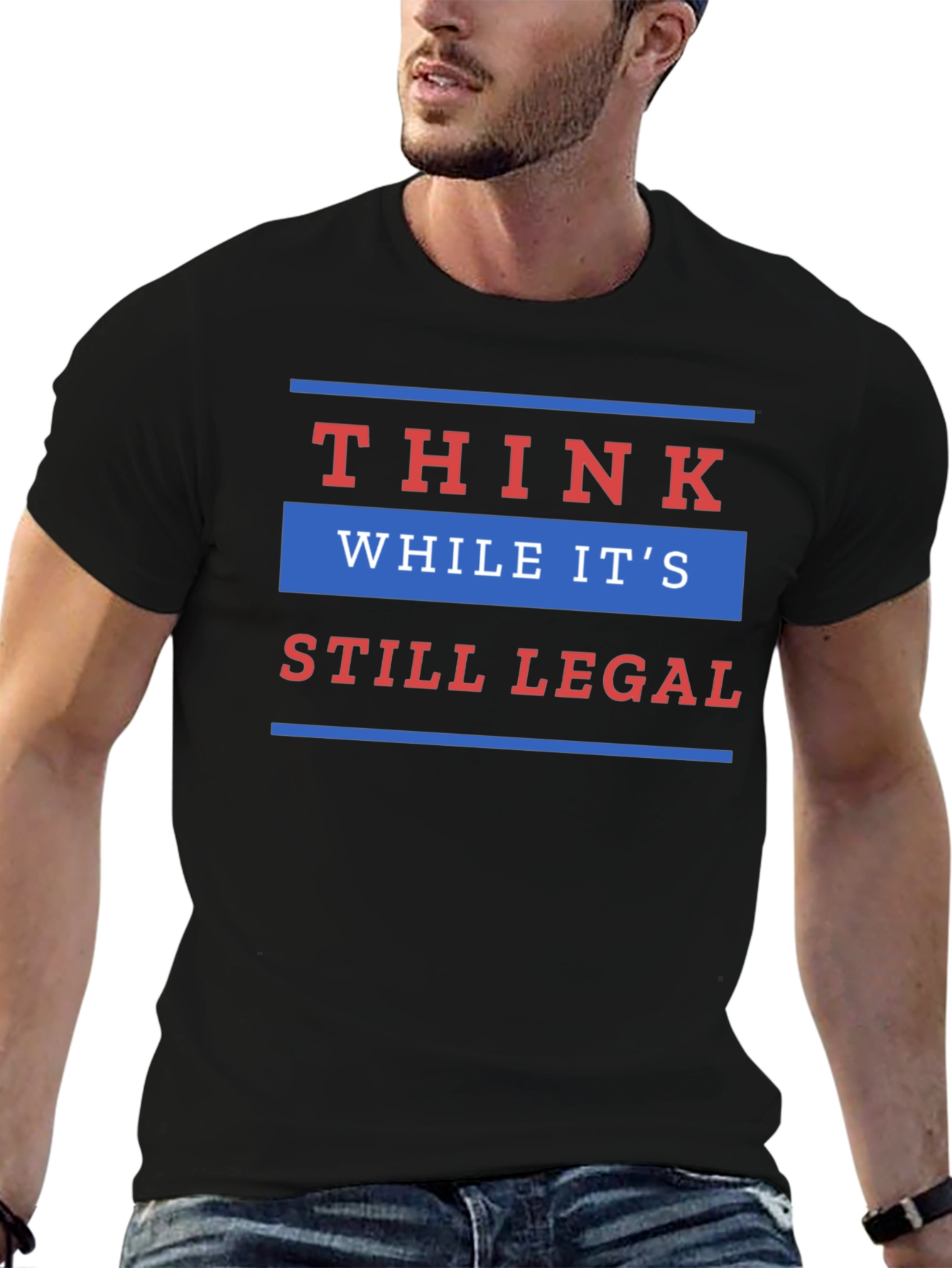 Black Think While It's Still Legal T-Shirt view 6