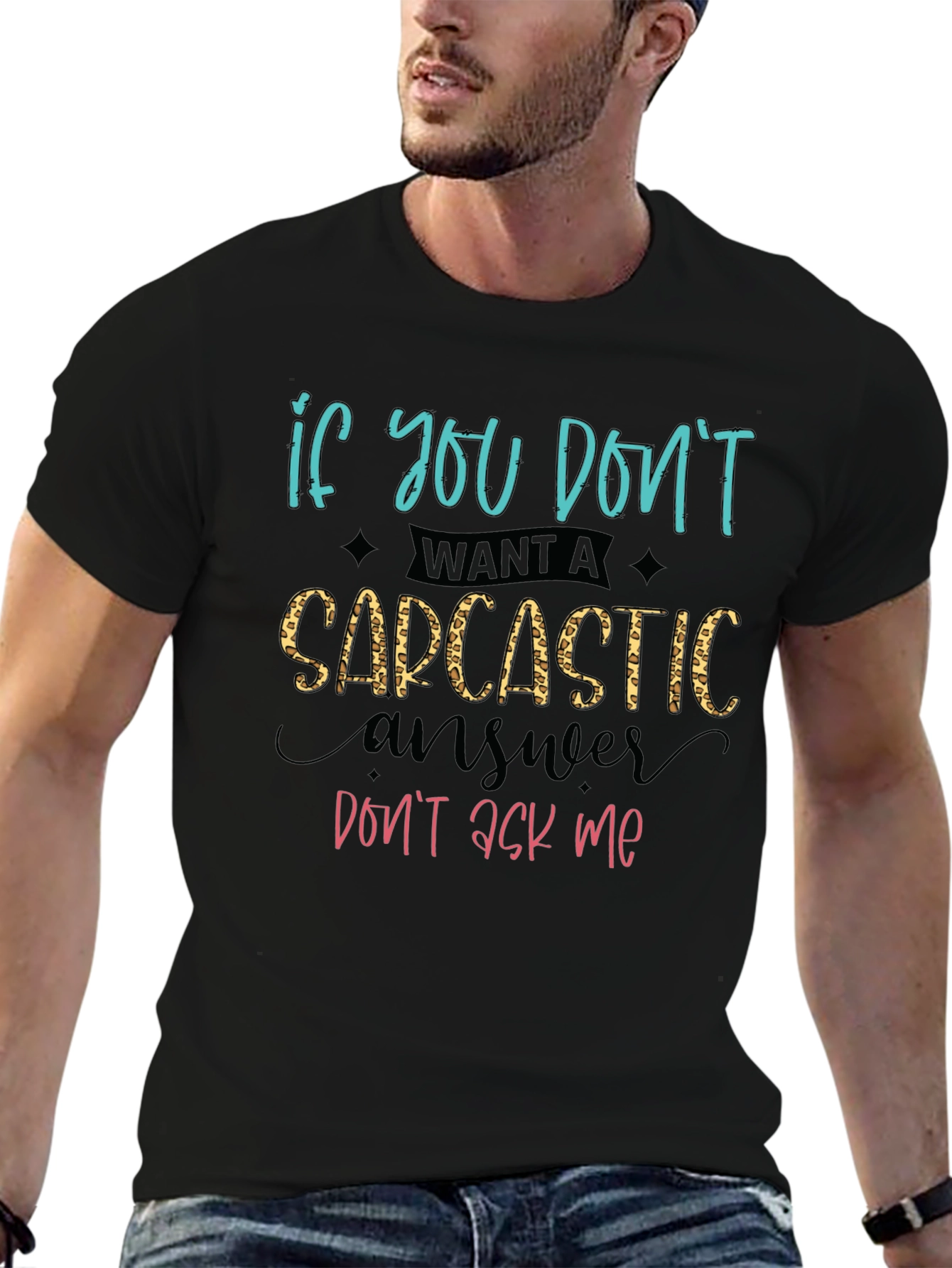 Black Sarcastic Answer Graphic T-Shirt view 6