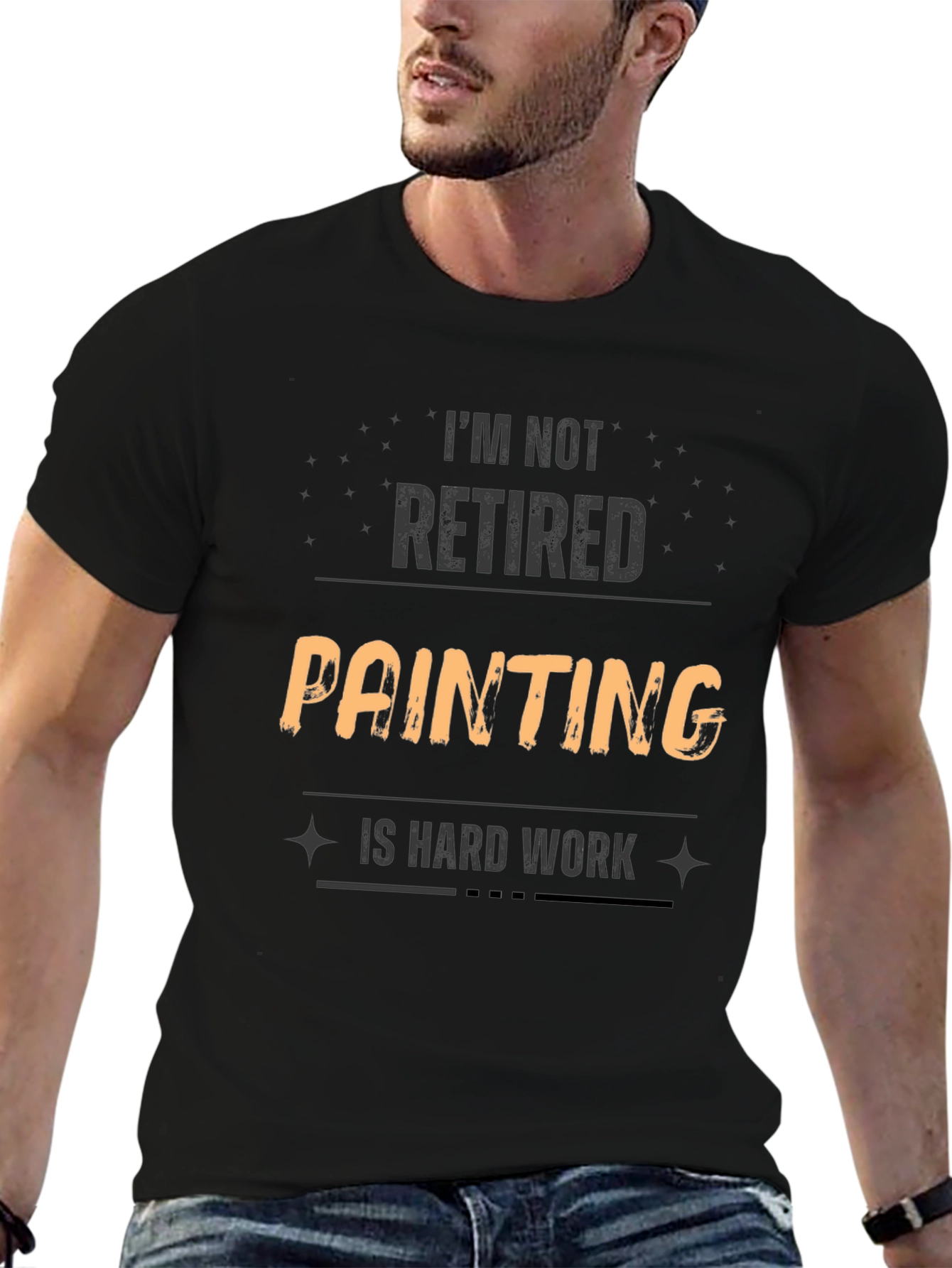 Black Funny Painting Is Hard Work T-Shirt view 6