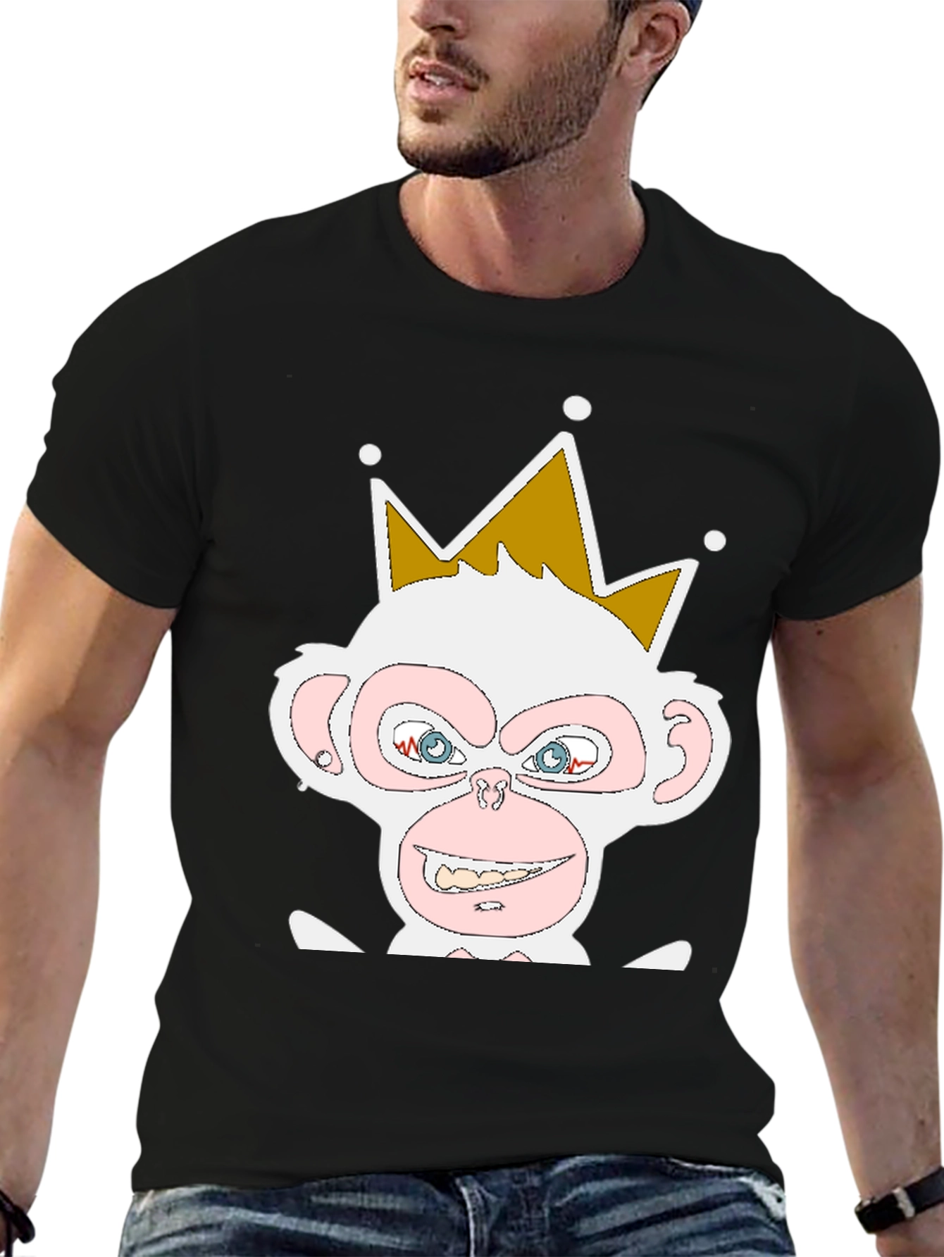 Black King Monkey T-Shirt - Cartoon Ape Tee view 6