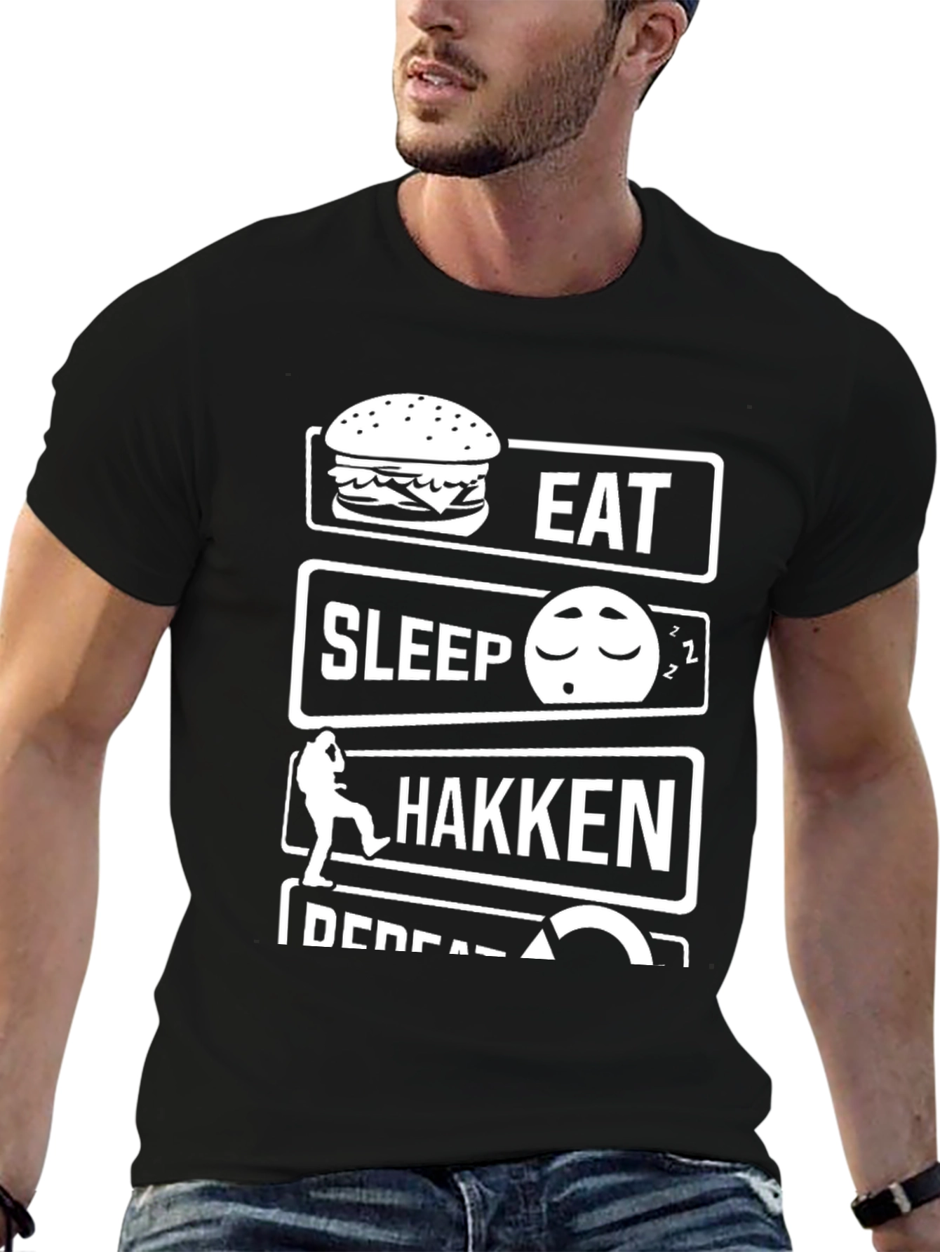 Black Eat Sleep Hakken Repeat T-Shirt view 6