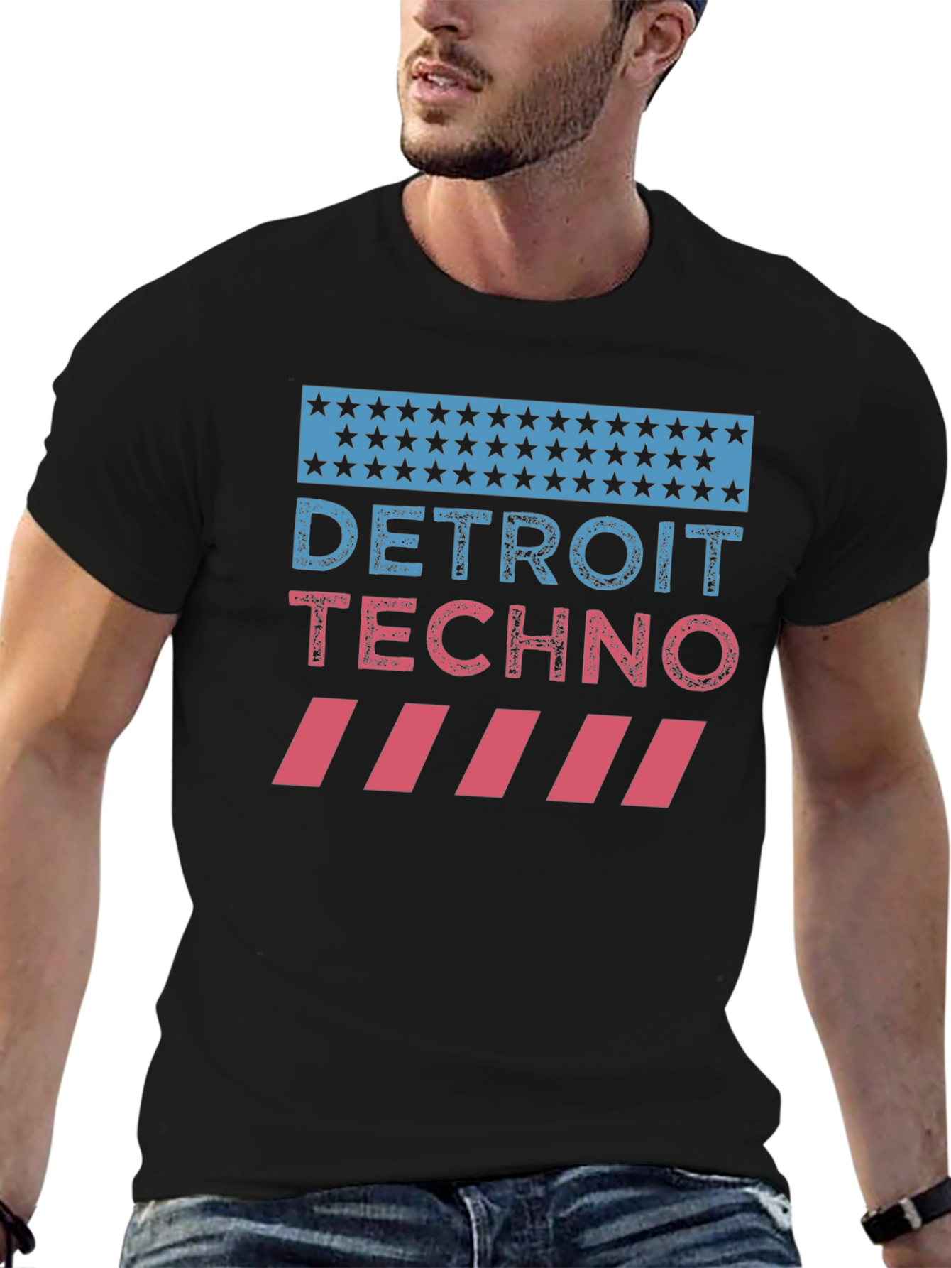 Black Detroit Techno Graphic T-Shirt - Music Lover Tee view 6