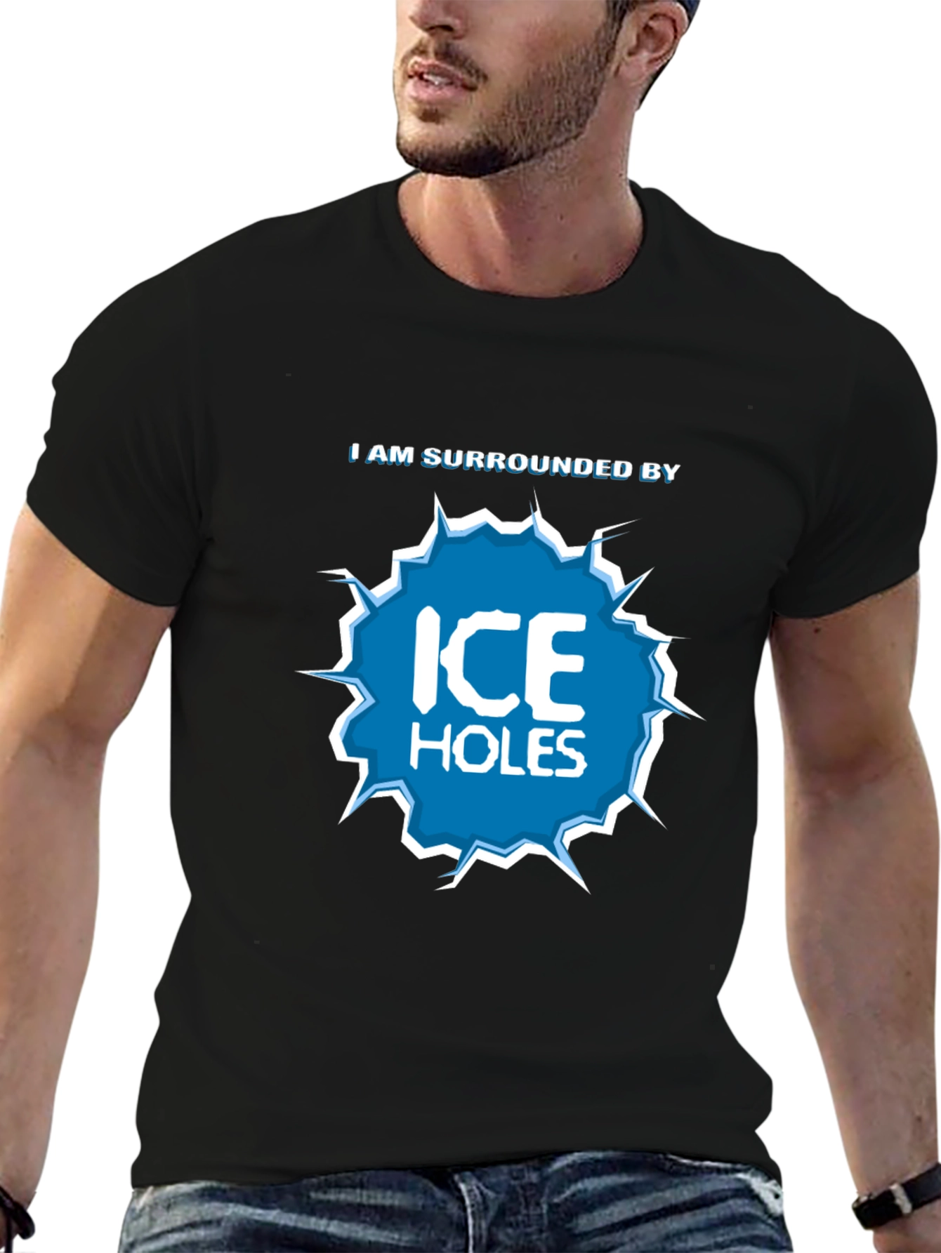 Black I Am Surrounded by Ice Holes Graphic T-Shirt view 6