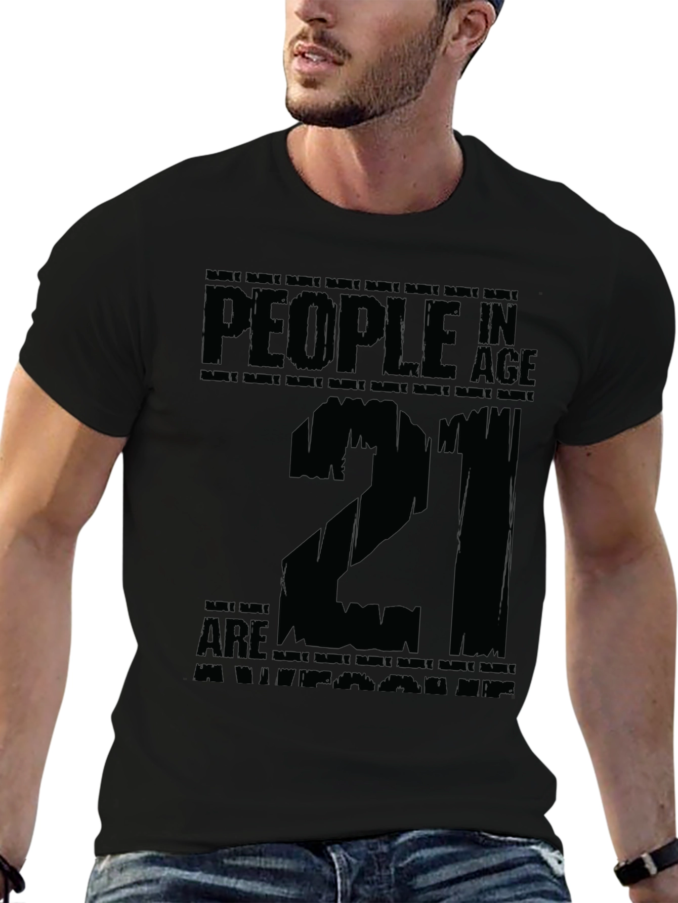 Black 21st Birthday T-Shirt - People in Age Twenty One view 6