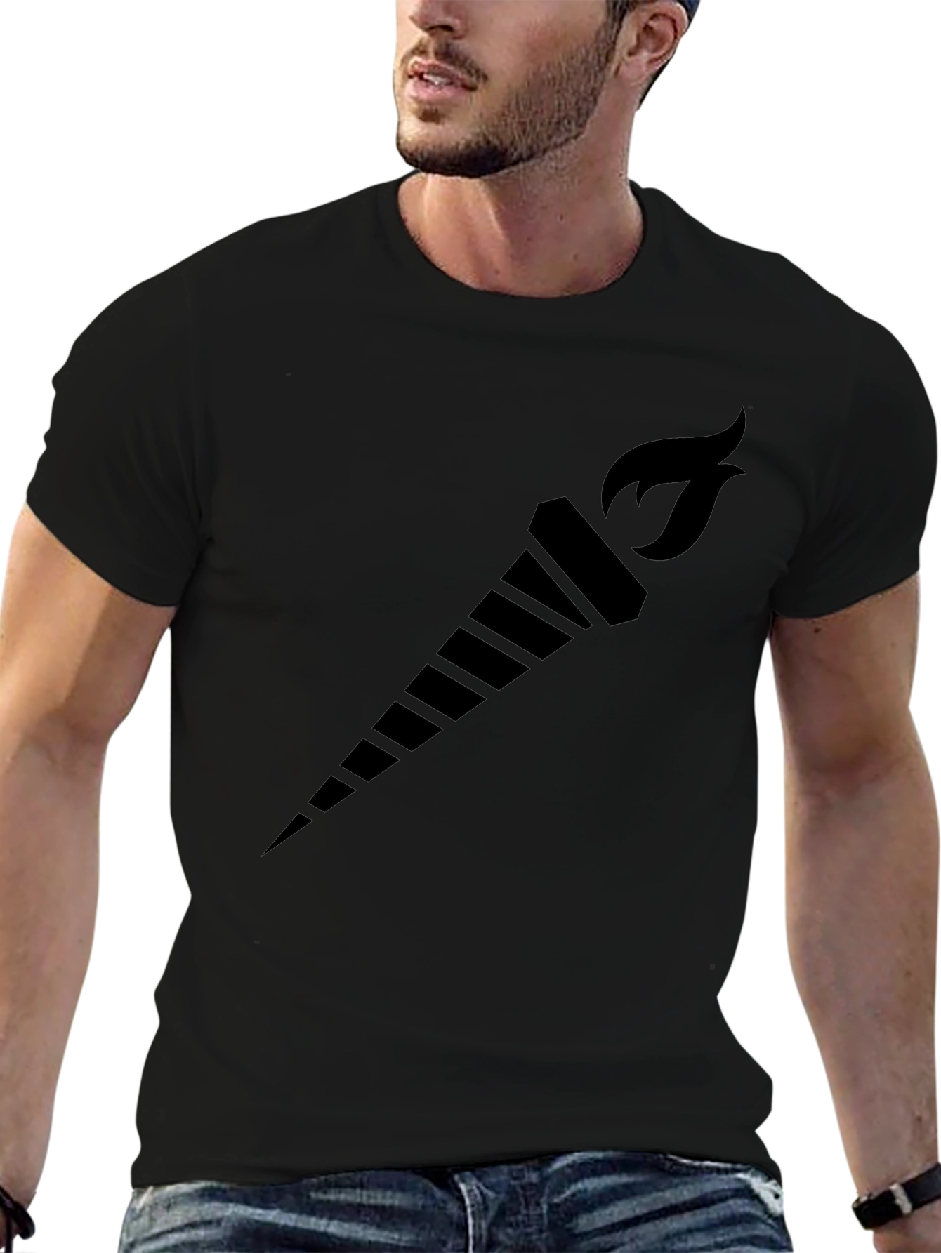 Black Torch Graphic Tee - Bold Black Design view 6