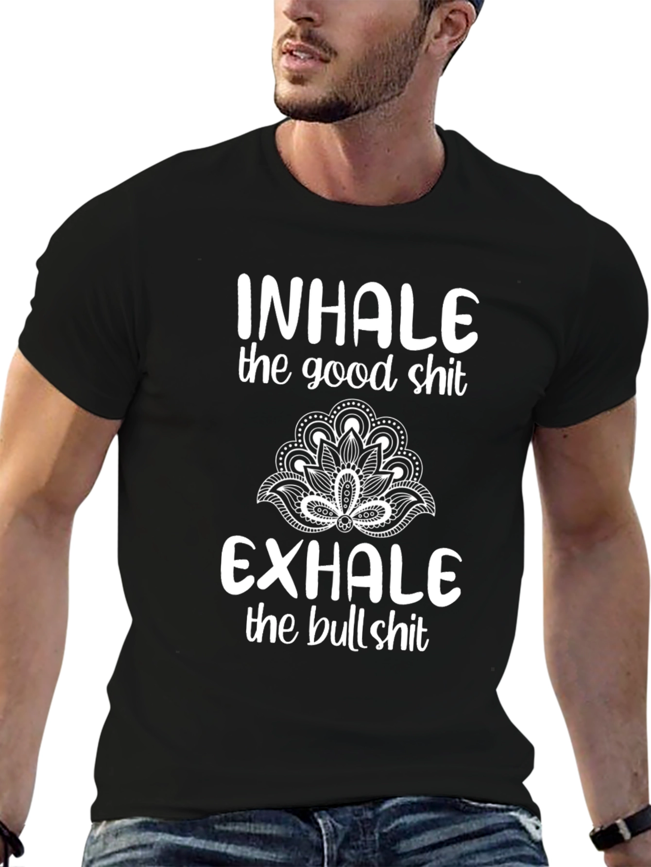 Black Inhale Good, Exhale Bull T-Shirt view 6
