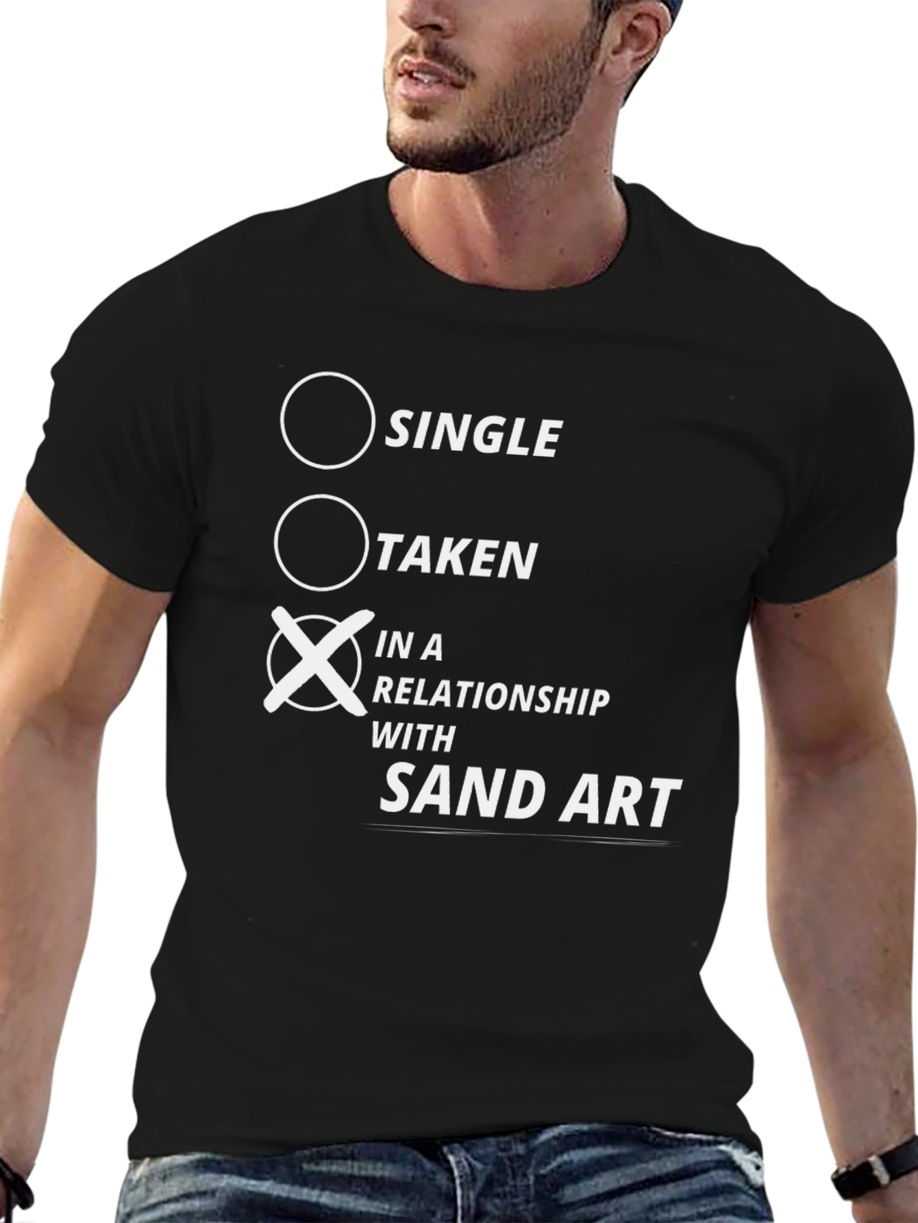 Black In A Relationship With Sand Art T-Shirt view 6