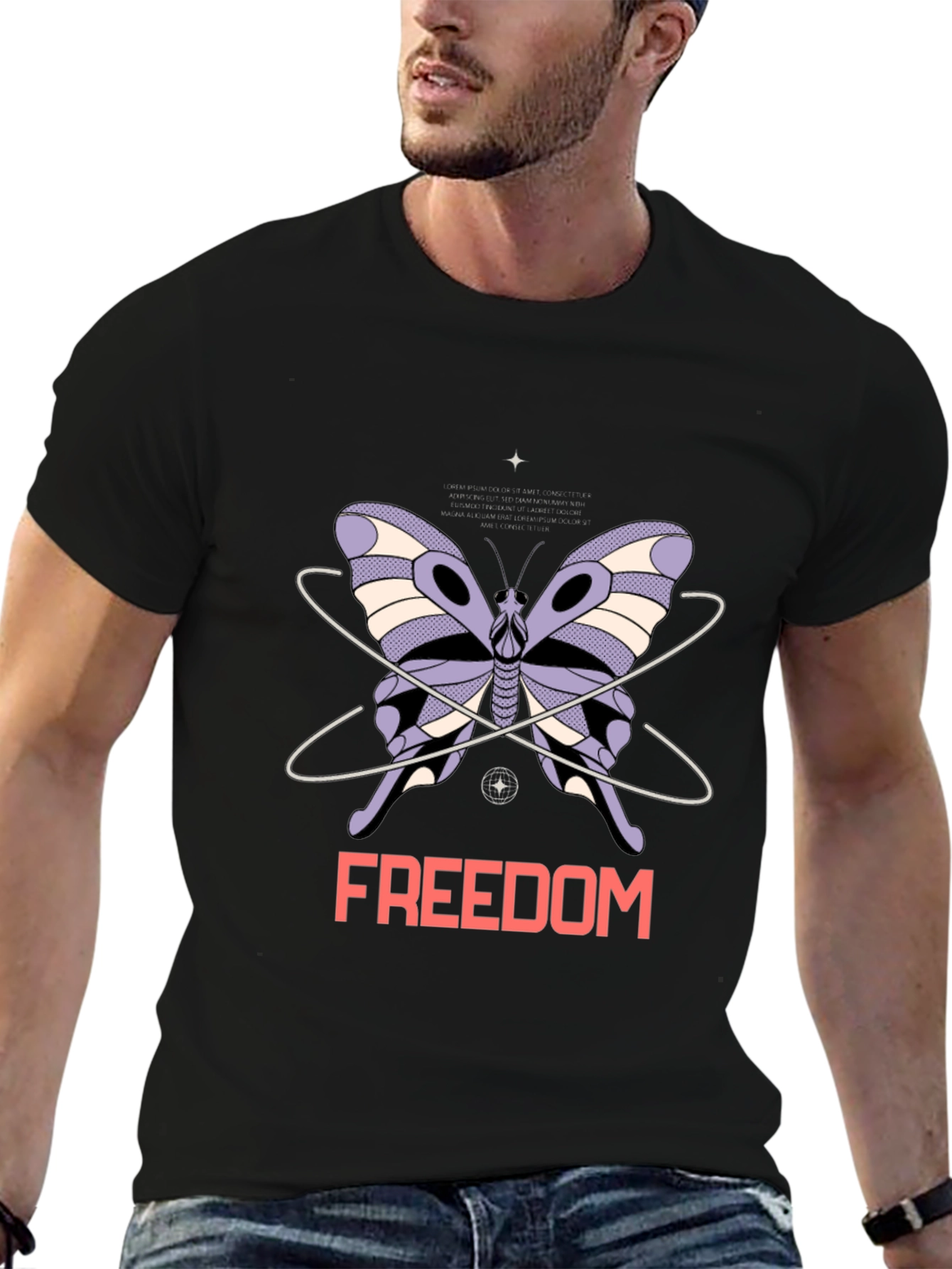 Black Butterfly Freedom Graphic Tee - Unisex view 6