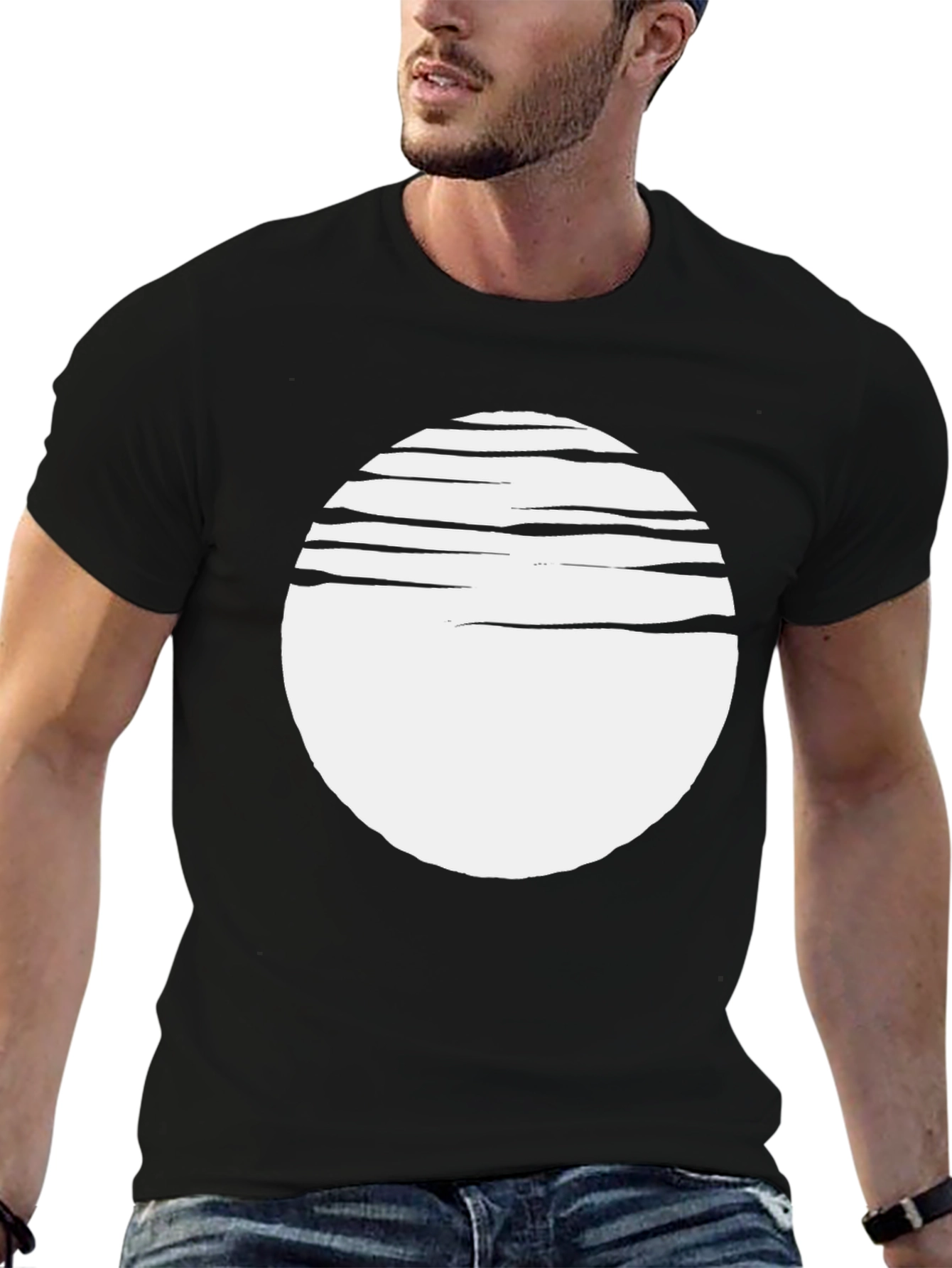 Black Abstract Graphic Black Tee view 6