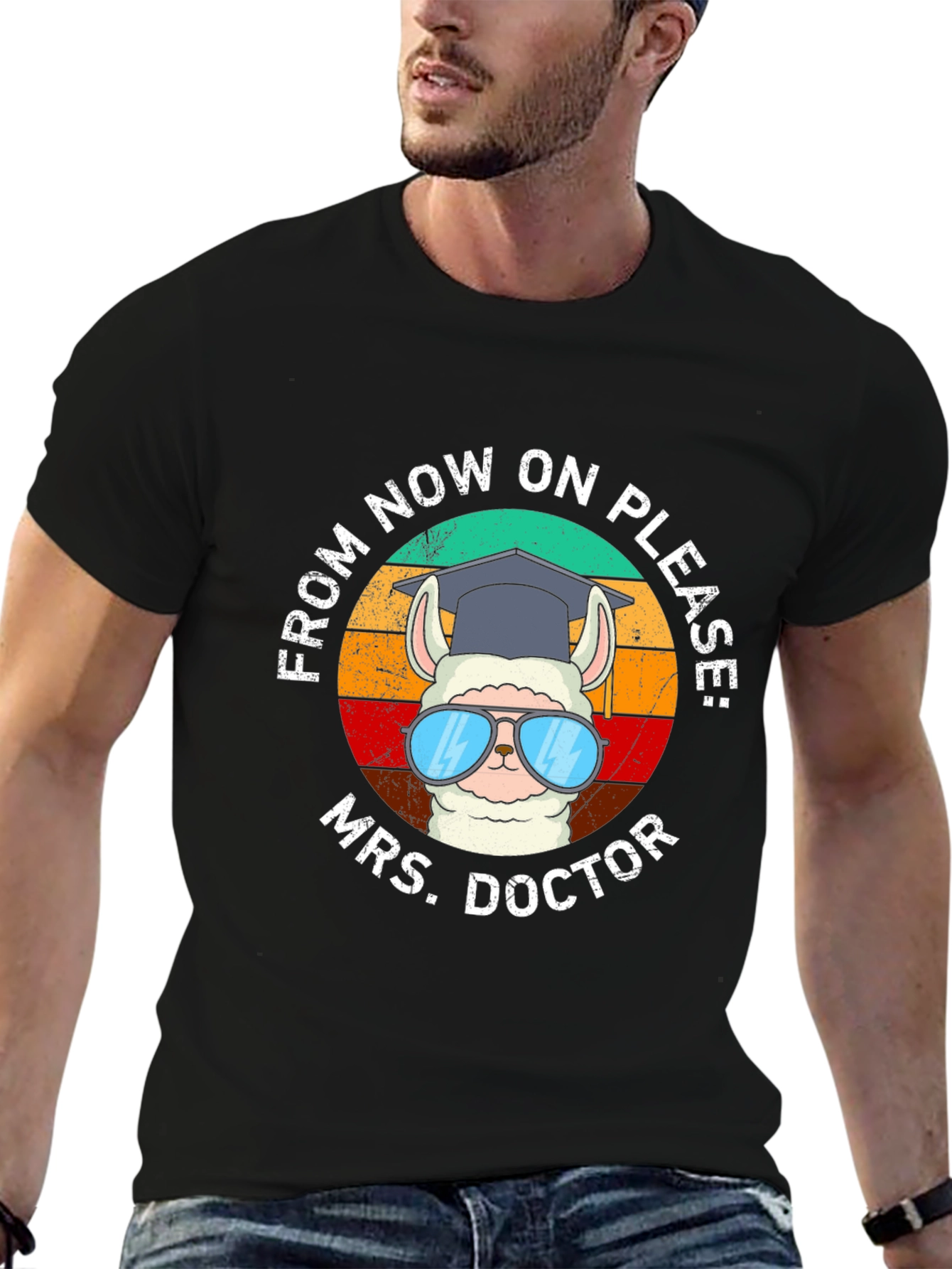 Black Mrs. Doctor Llama Graphic Tee view 6