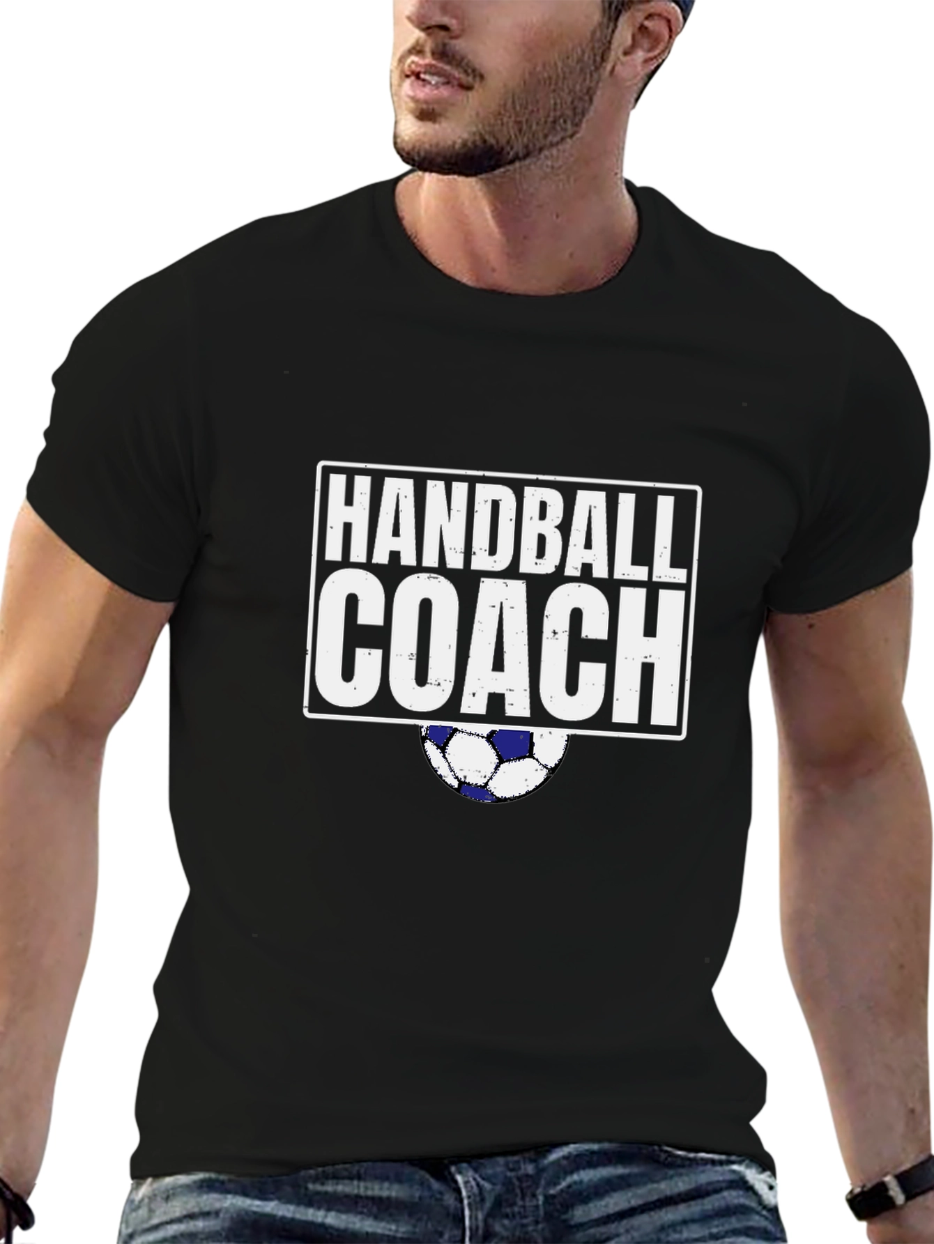 Black Handball Coach T-Shirt - Sports Team Instructor Tee view 6