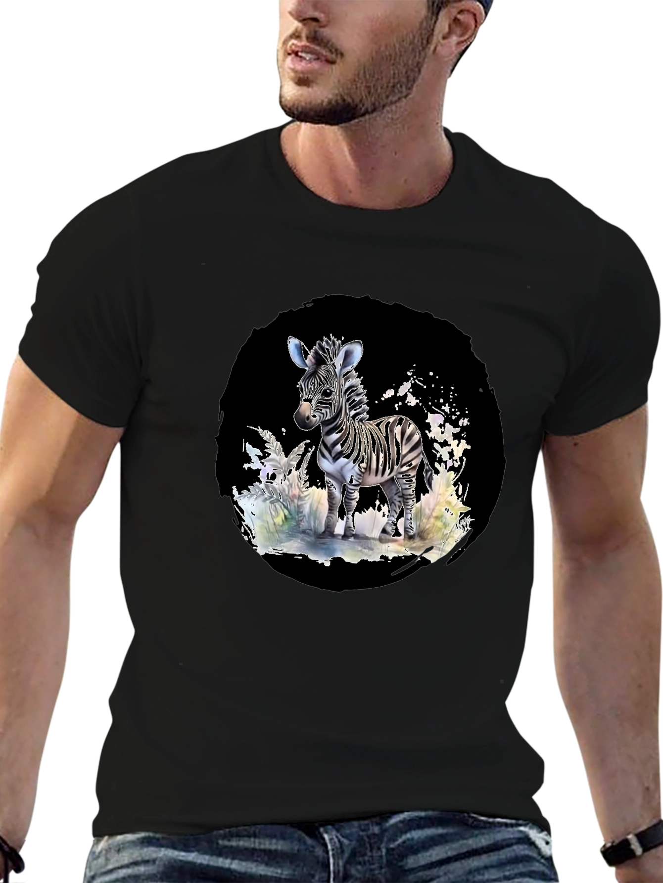 Black Zebra Graphic Tee - Stylish Black T-Shirt view 6