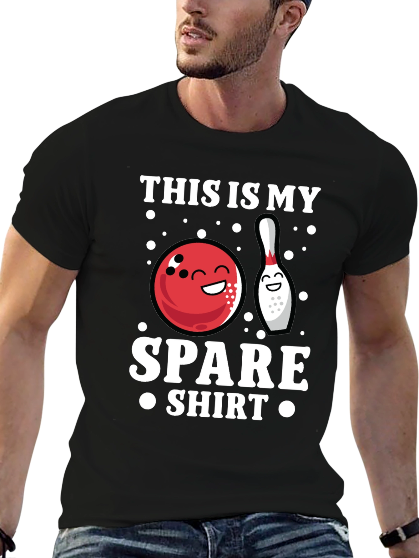 Black Bowling Spare Shirt - Funny Bowler T-Shirt view 6