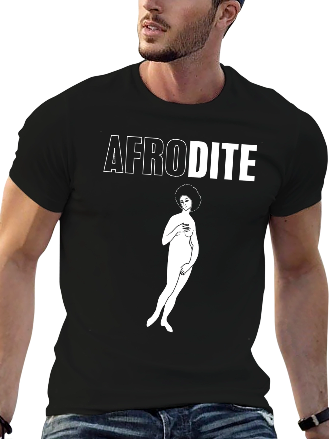 Black Afrodite Graphic Tee - Black Cotton Unisex Shirt view 6