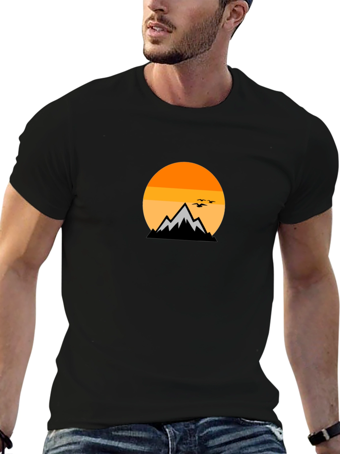 Black Mountain Sunset Graphic Tee - Black Cotton Comfort view 6
