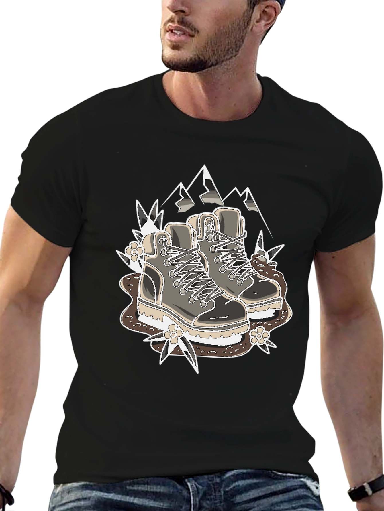 Black Hiking Boots Graphic T-Shirt - Outdoor Adventure Tee view 6