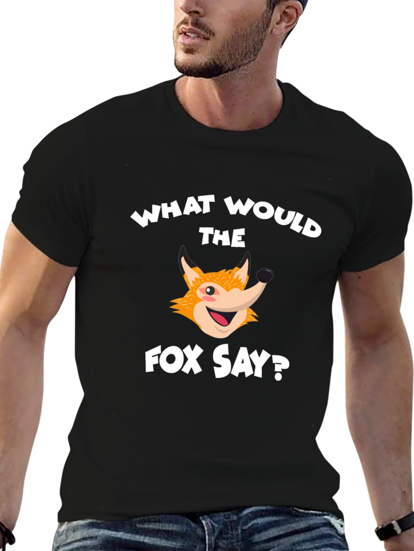 Black What Does the Fox Say? Graphic Tee view 6
